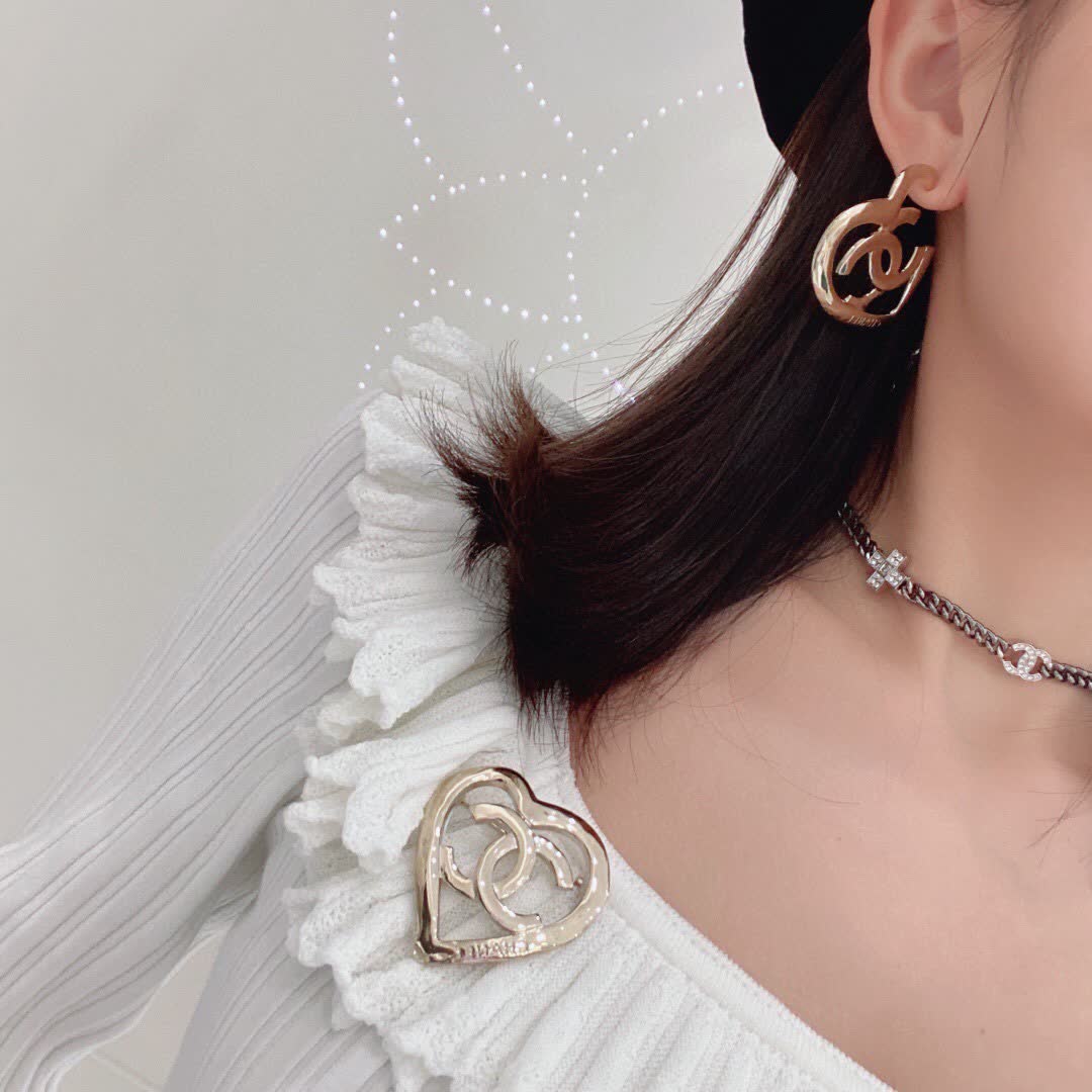 Chanel Elegant Silver Hoop Earrings
