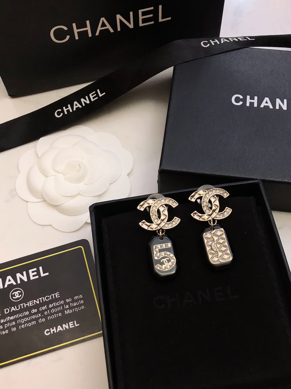 Chanel CC Logo & Number 5 Earrings