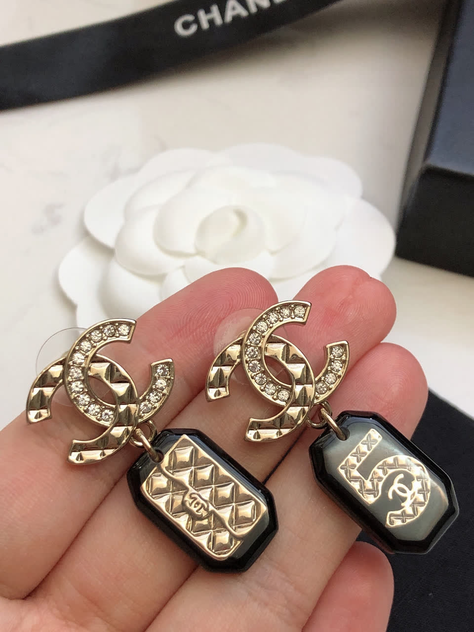 Chanel CC Logo & Number 5 Earrings