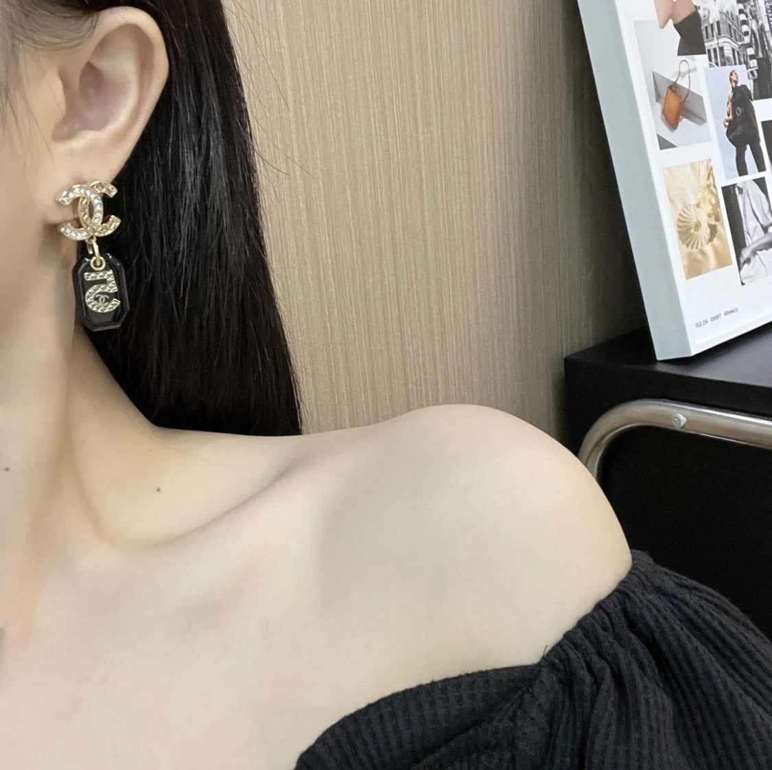 Chanel CC Logo & Number 5 Earrings