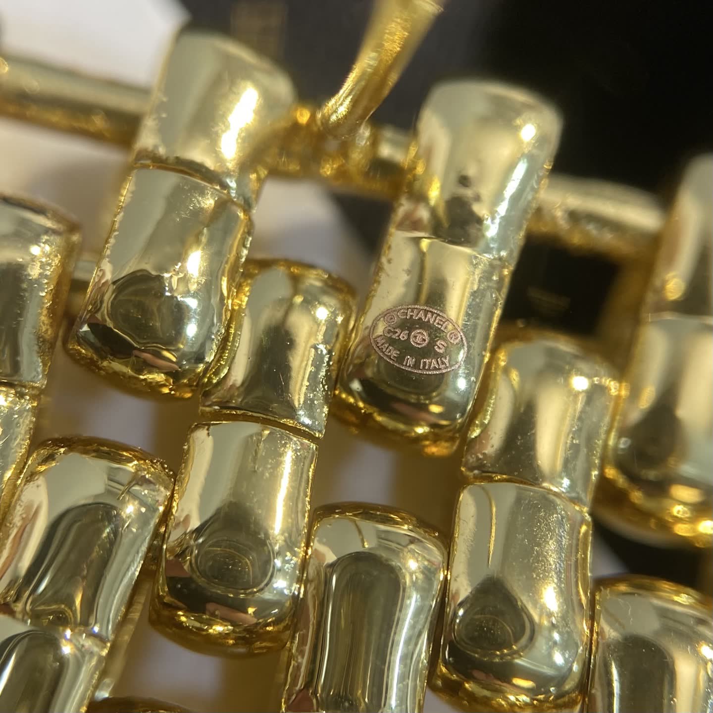 Chanel Gold Tone Chain Link Clip-On Earrings