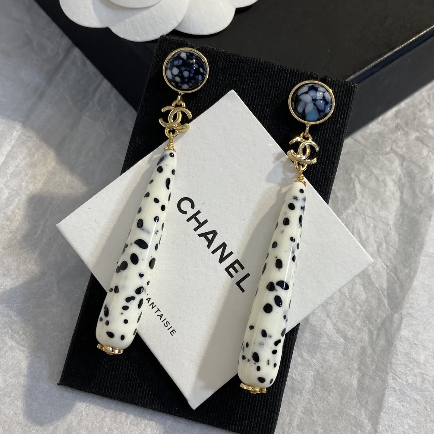 Chanel Dalmatian Pattern Earrings
