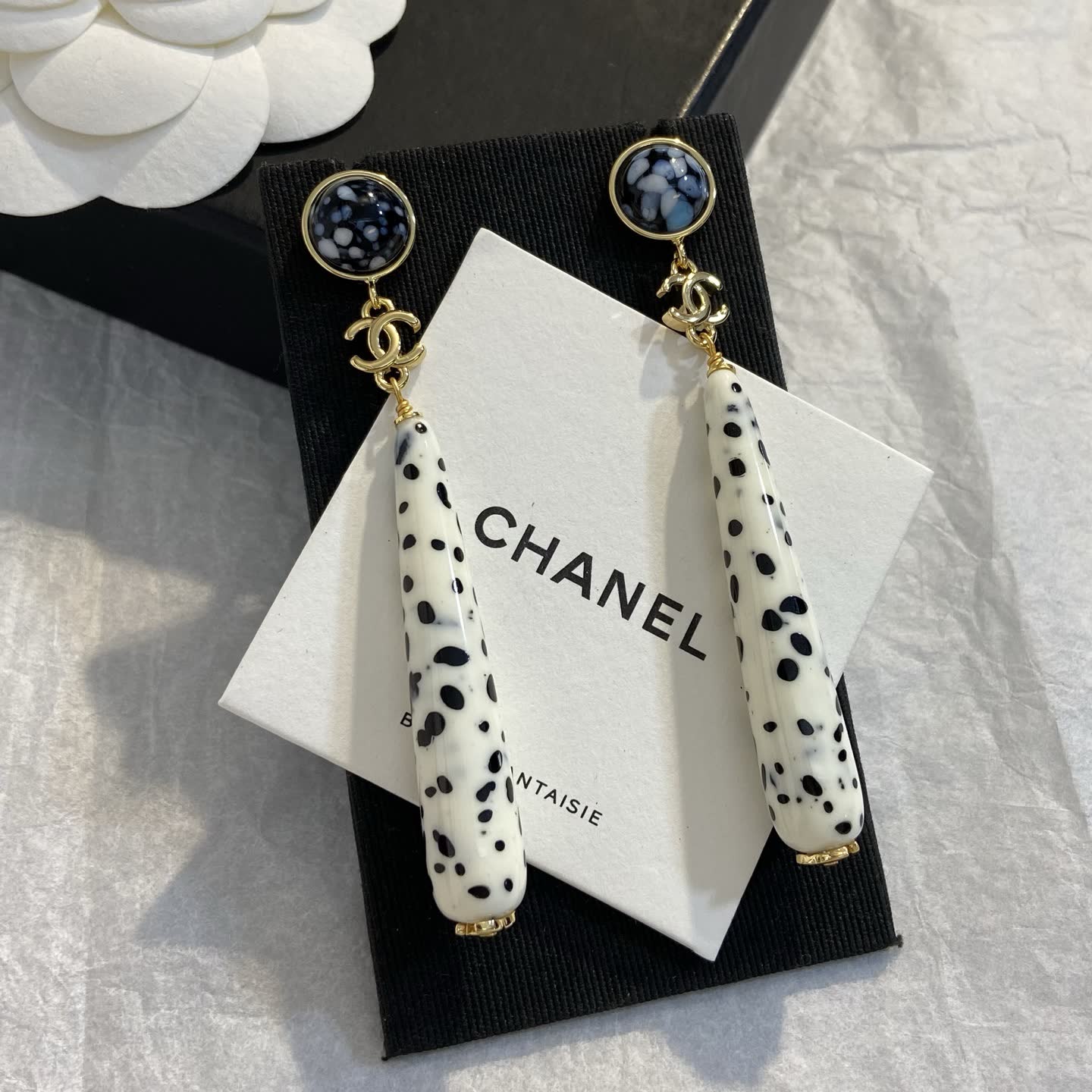 Chanel Dalmatian Pattern Earrings