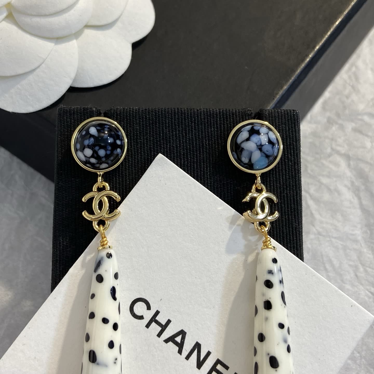 Chanel Dalmatian Pattern Earrings