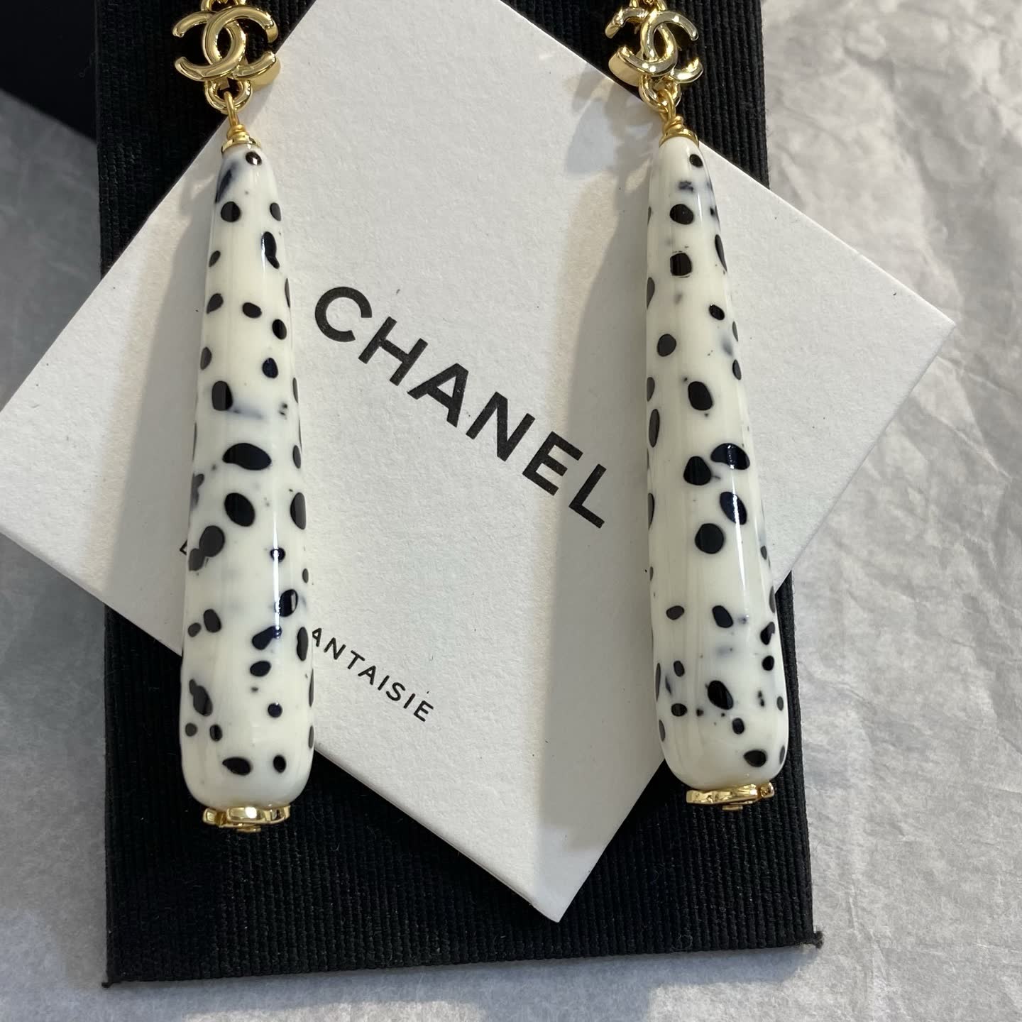 Chanel Dalmatian Pattern Earrings