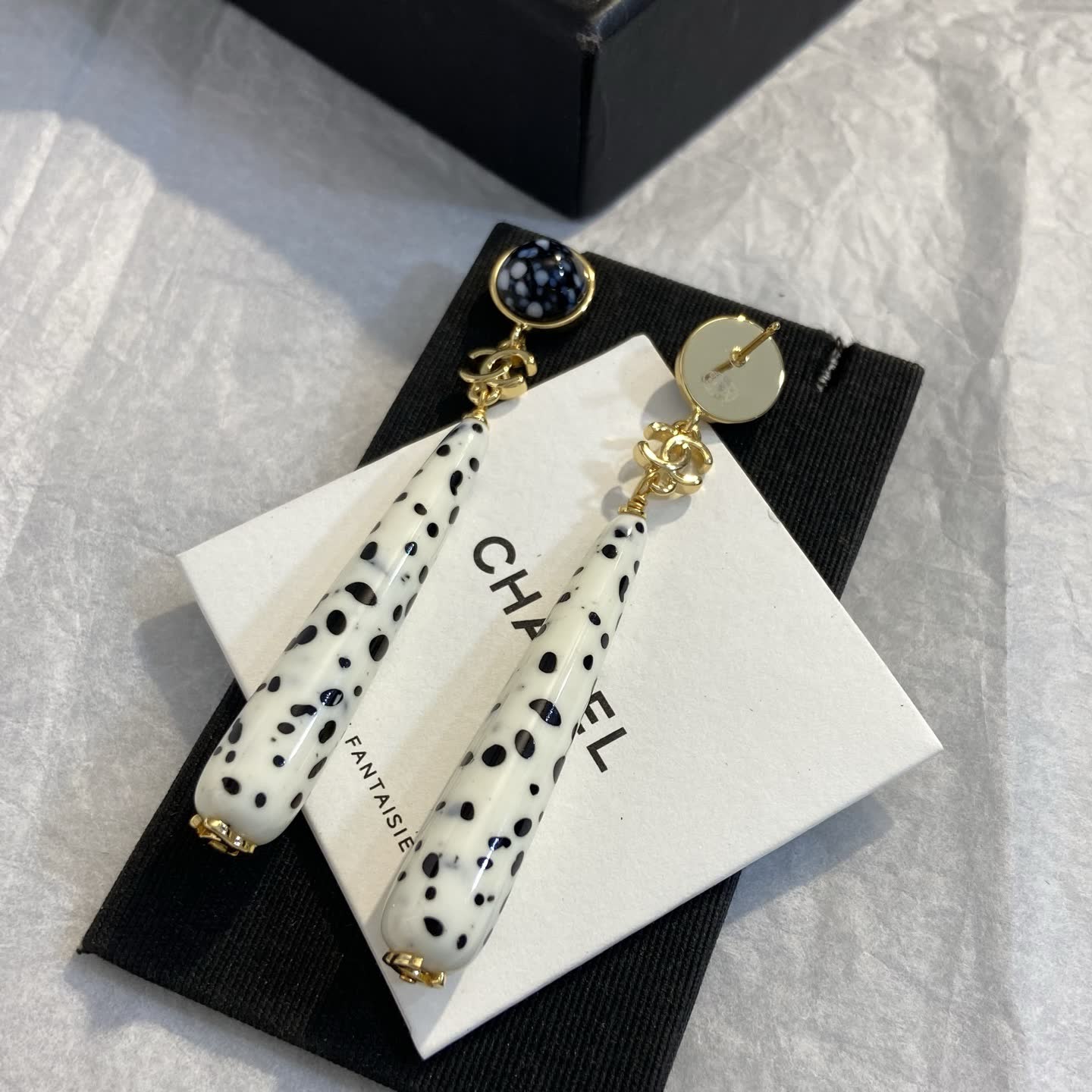 Chanel Dalmatian Pattern Earrings