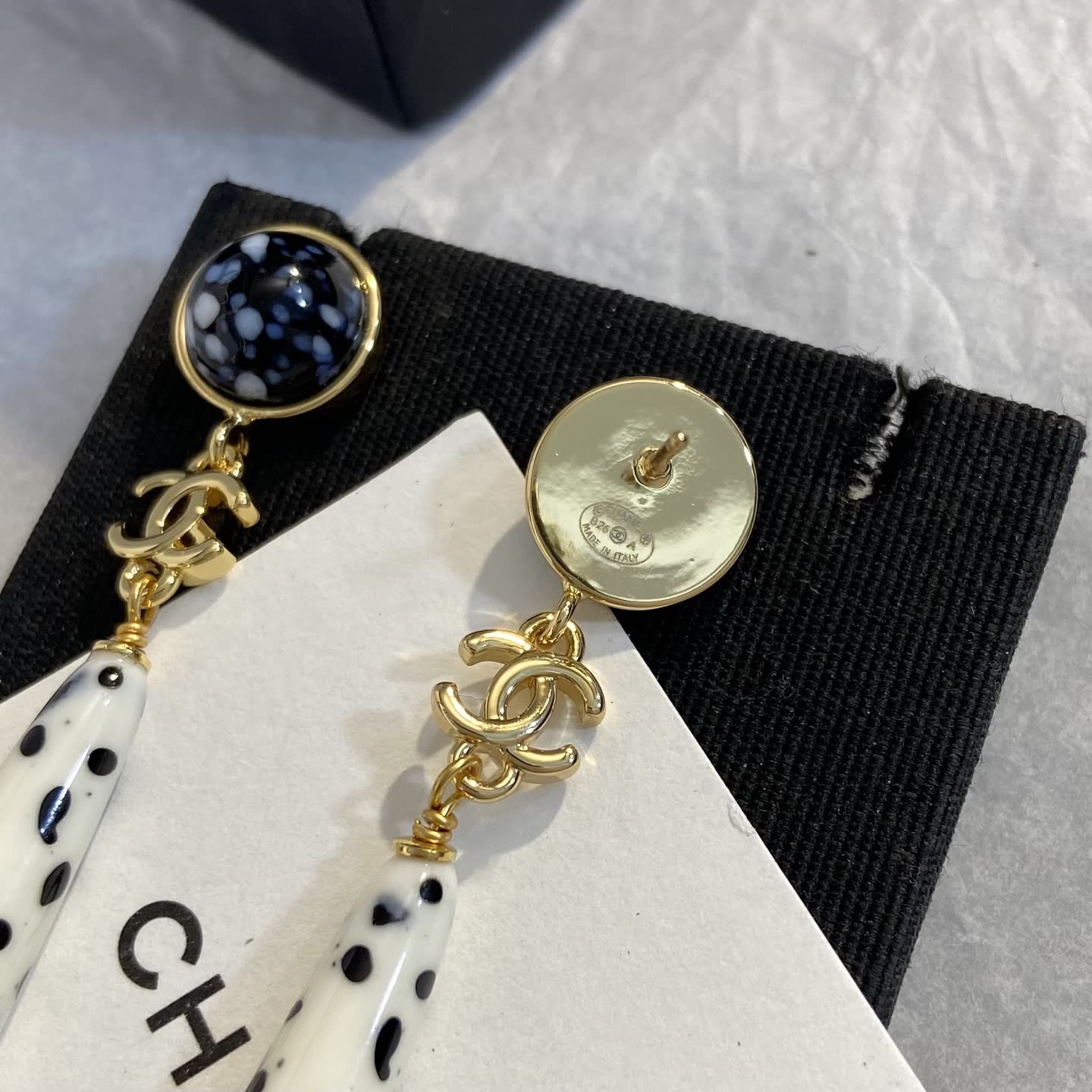 Chanel Dalmatian Pattern Earrings