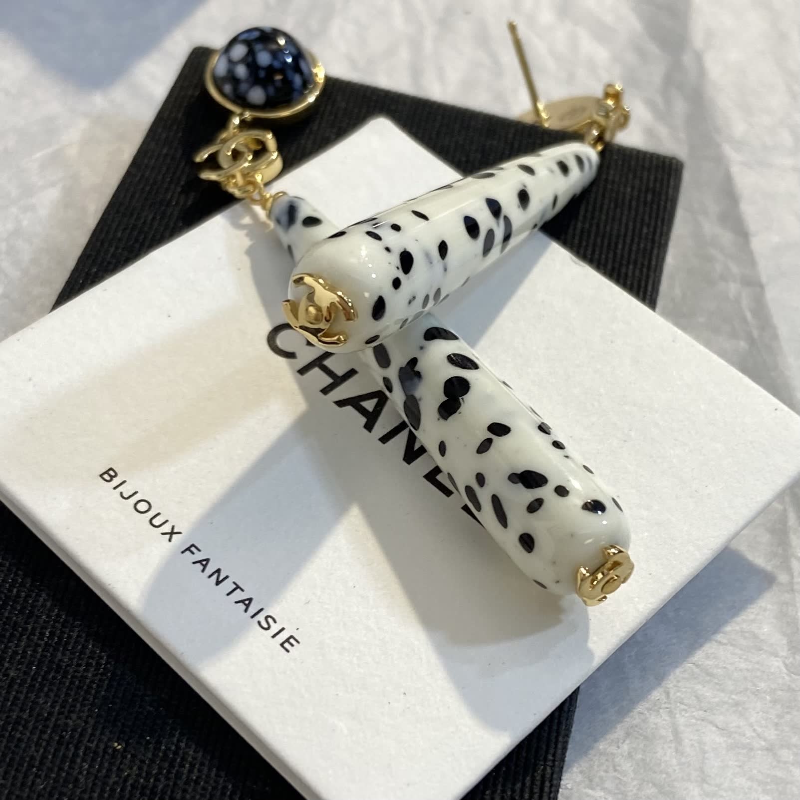 Chanel Dalmatian Pattern Earrings