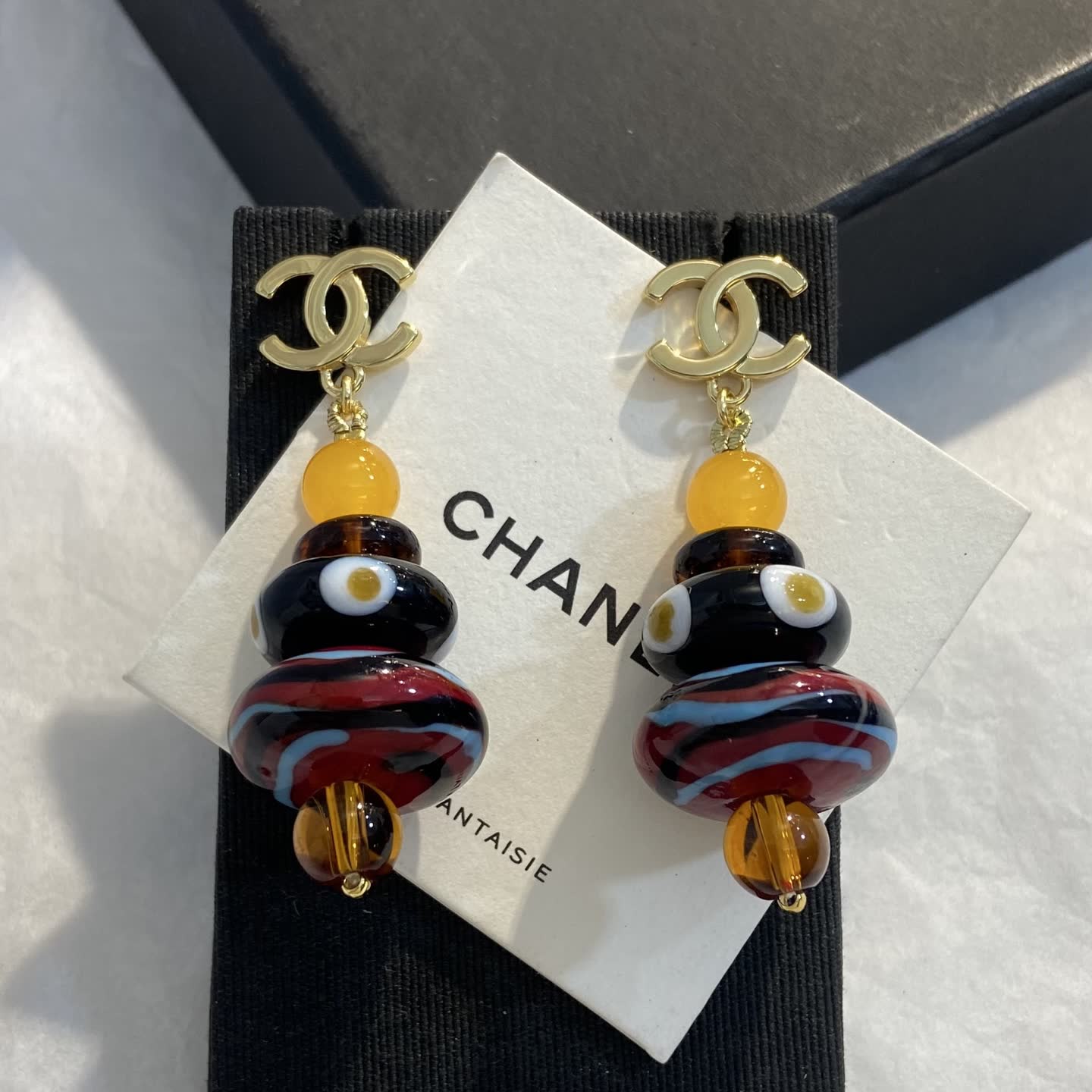 Chanel CC Logo and Murano Glass Earrings Chanel CC Logo and Murano Glass Earrings