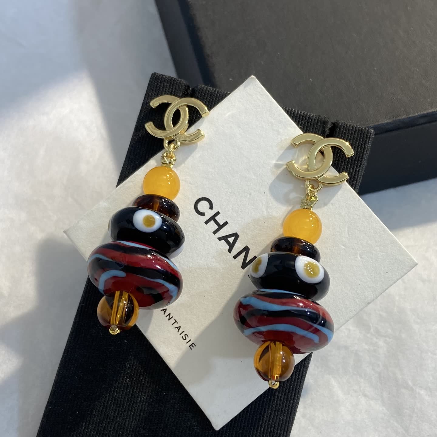 Chanel CC Logo and Murano Glass Earrings