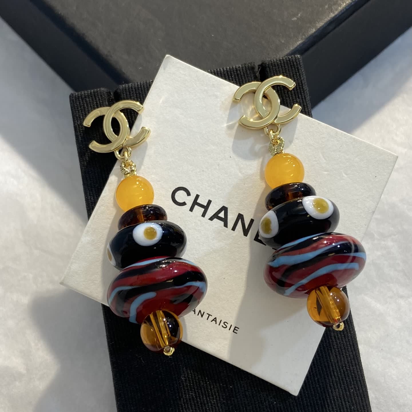 Chanel CC Logo and Murano Glass Earrings