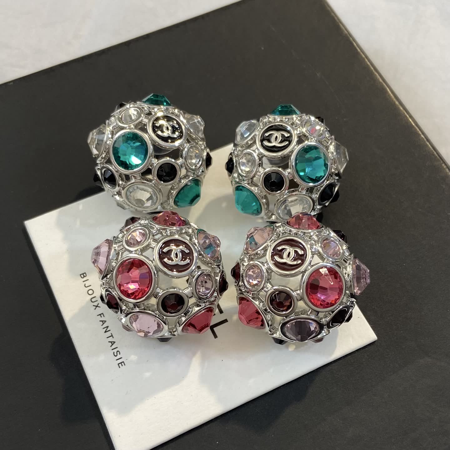 Chanel Multicolored Crystal Stud Earrings Chanel Multicolored Crystal Stud Earrings
