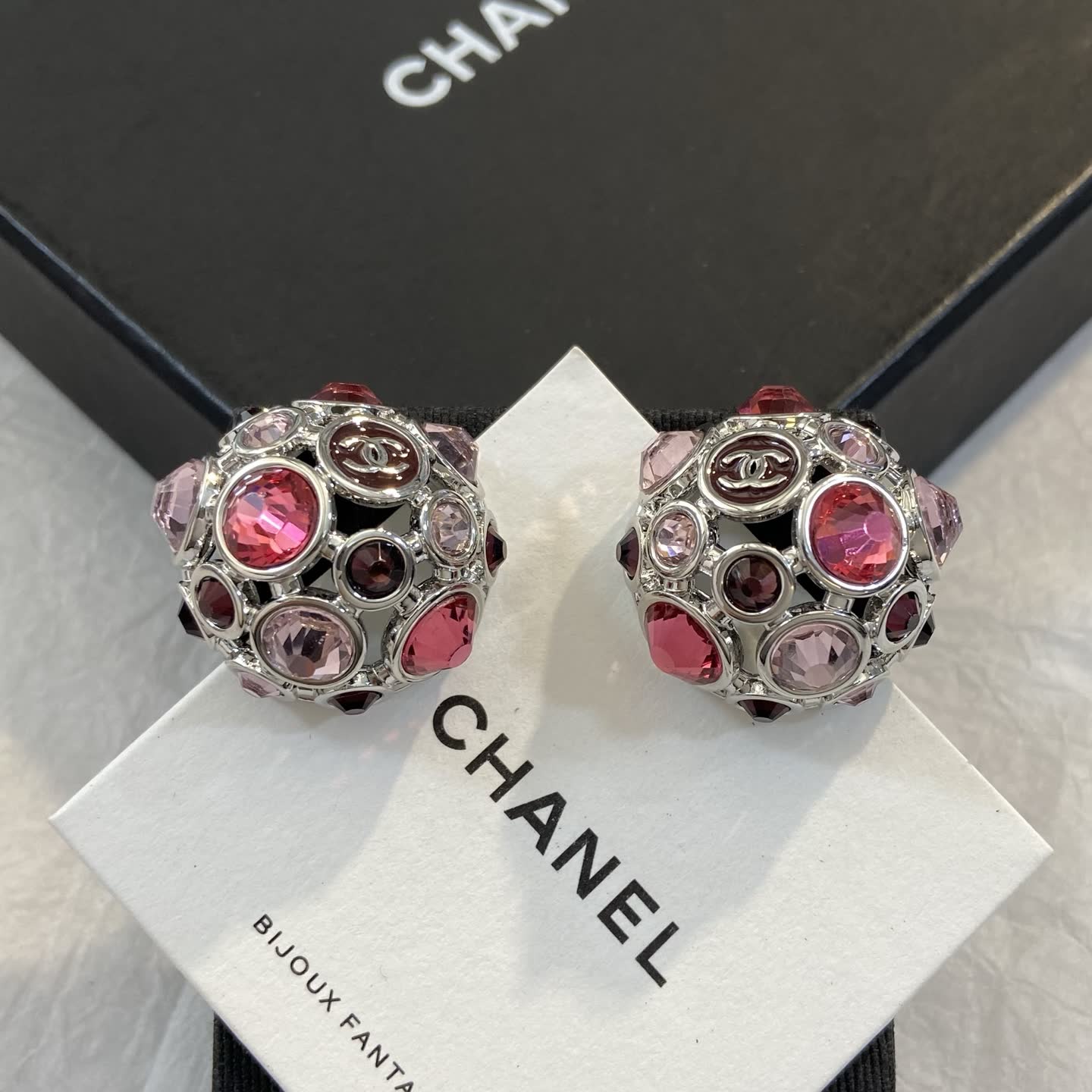 Chanel Multicolored Crystal Stud Earrings