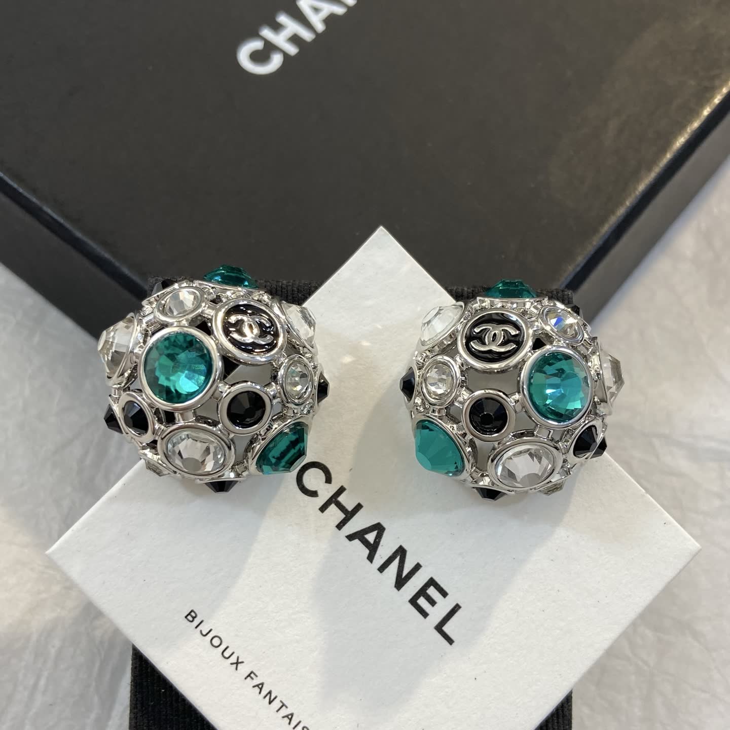 Chanel Multicolored Crystal Stud Earrings