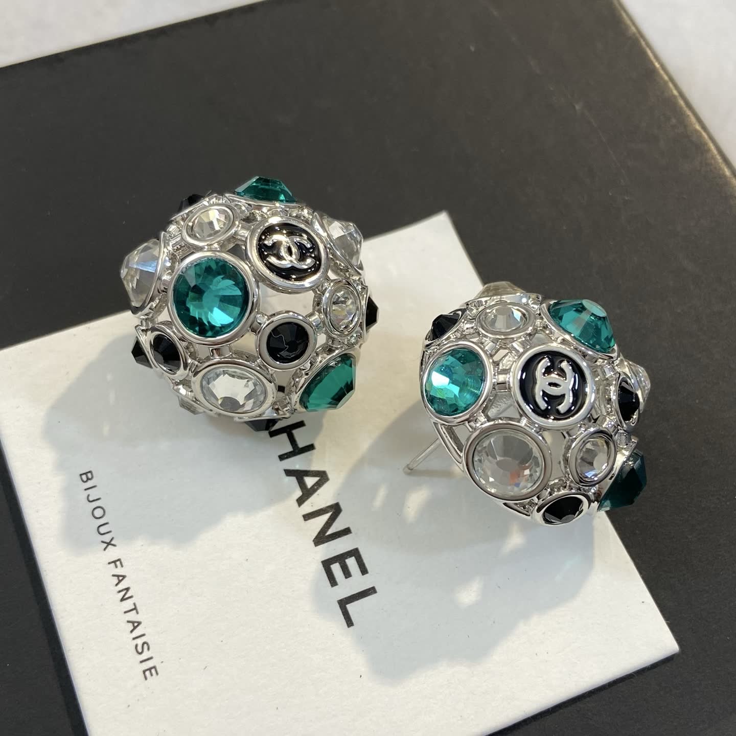 Chanel Multicolored Crystal Stud Earrings