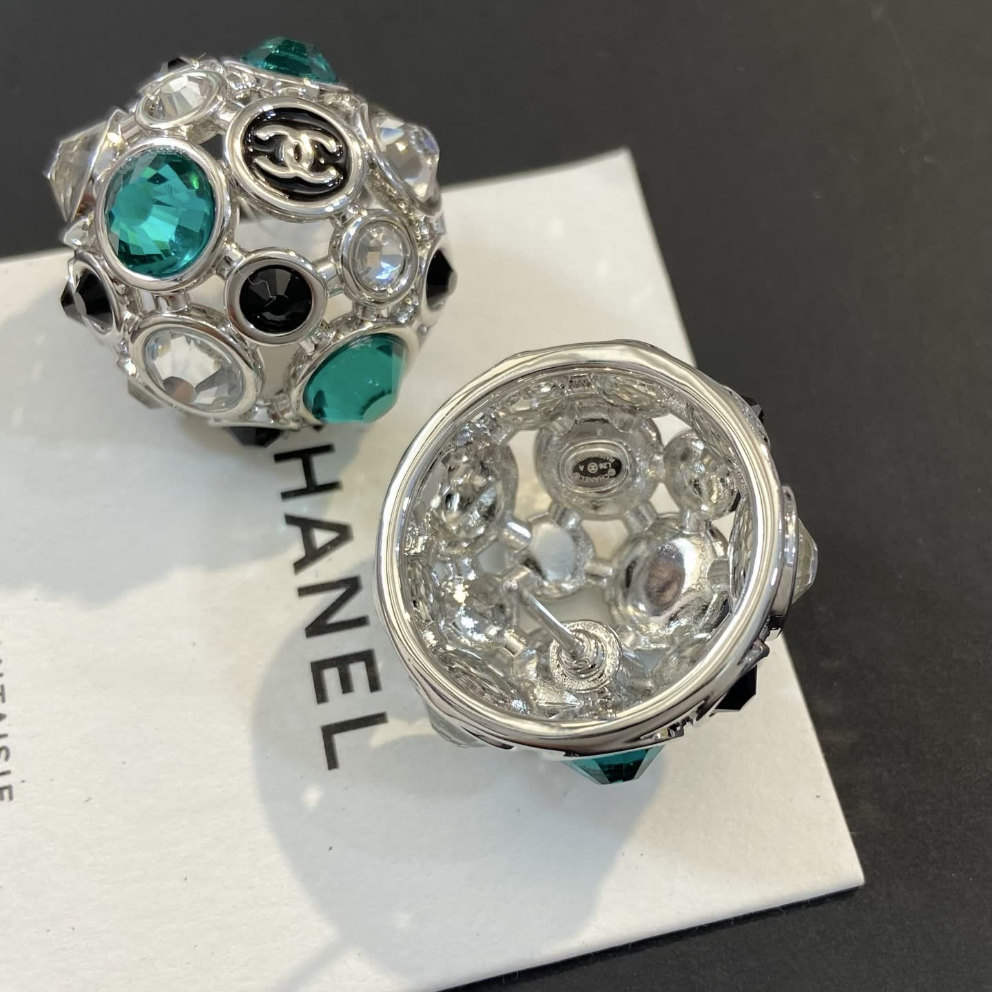 Chanel Multicolored Crystal Stud Earrings