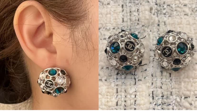 Chanel Multicolored Crystal Stud Earrings