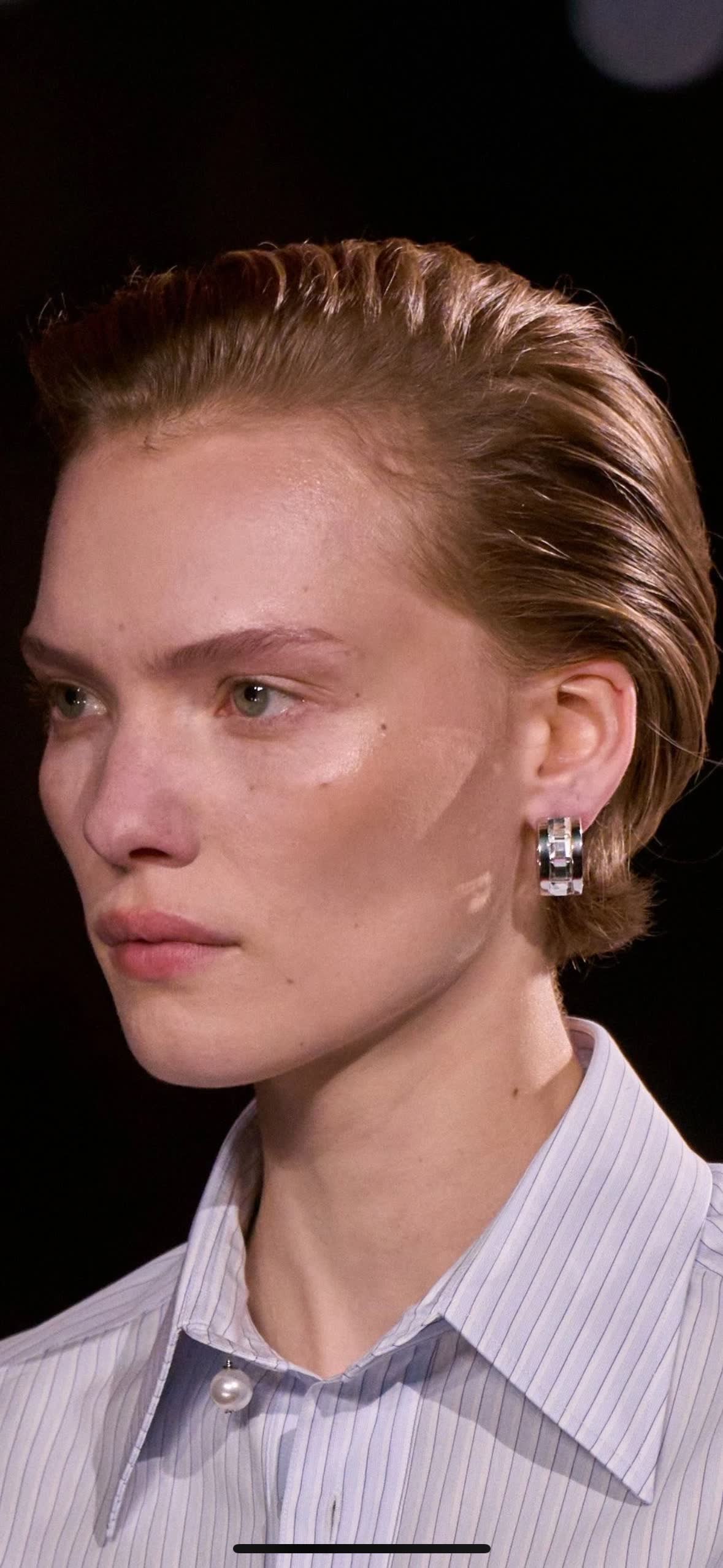 Chanel CC Logo Crystal Hoop Earrings