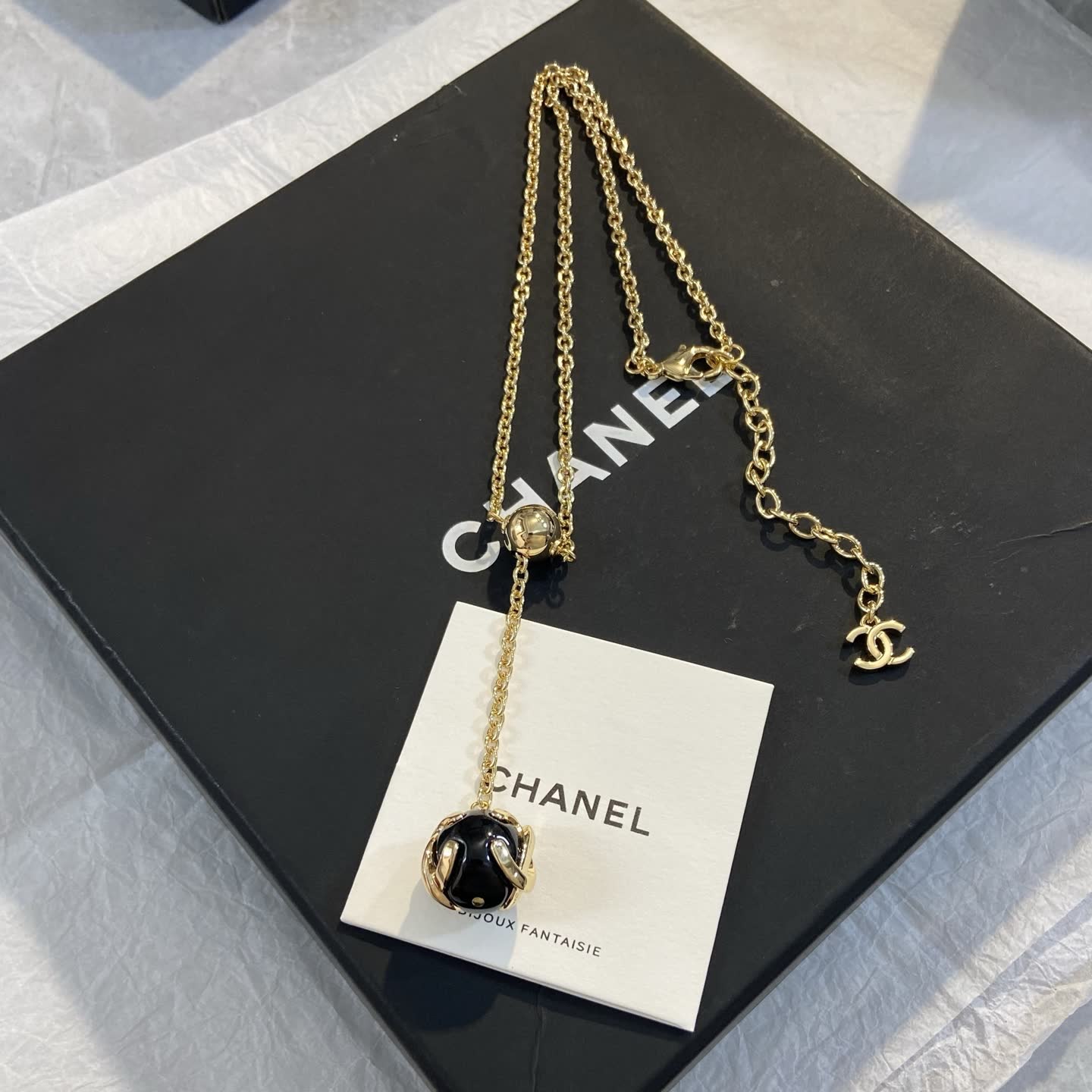Chanel Gold and Black Orb Earring