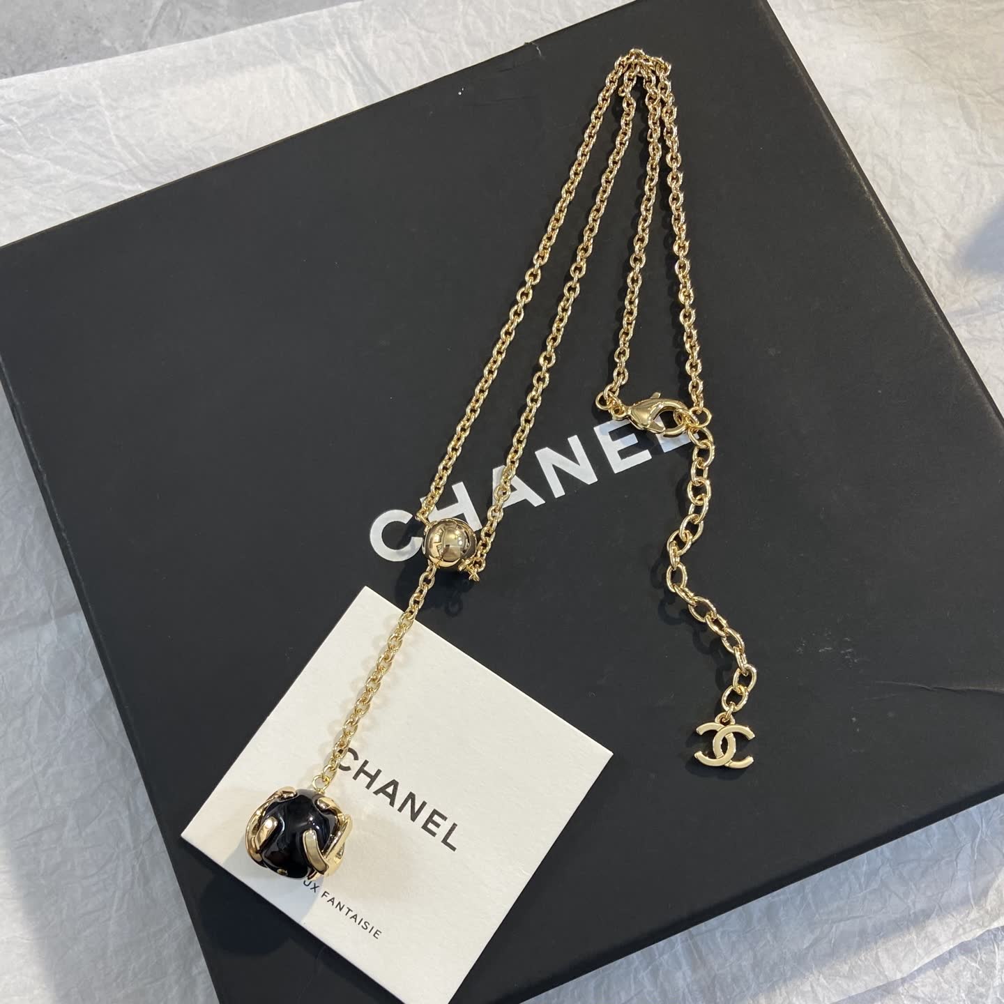 Chanel Gold and Black Orb Earring