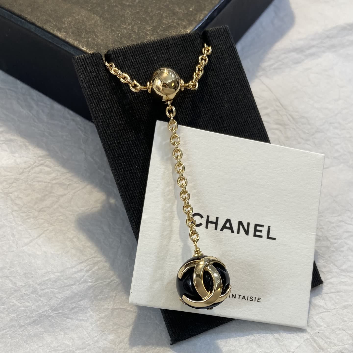 Chanel Gold and Black Orb Earring