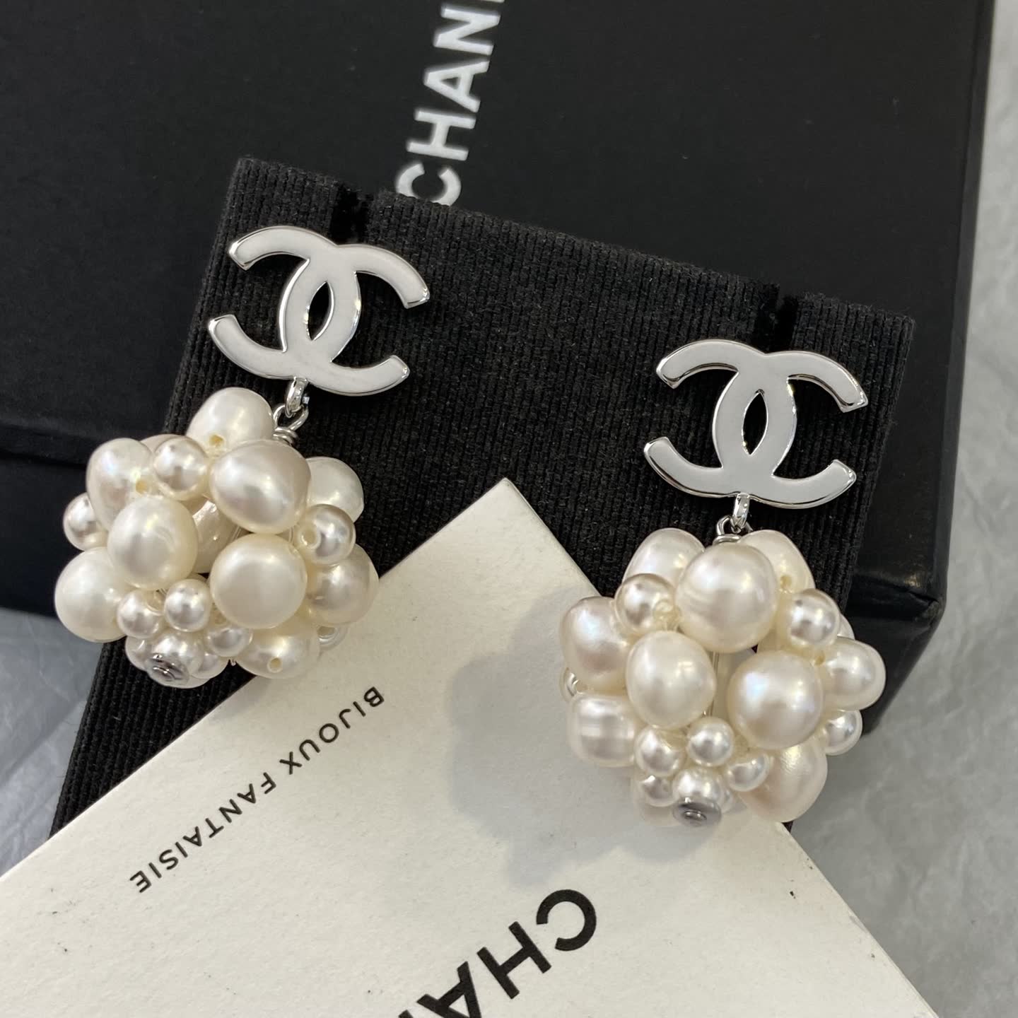 Chanel CC Pearl Earrings