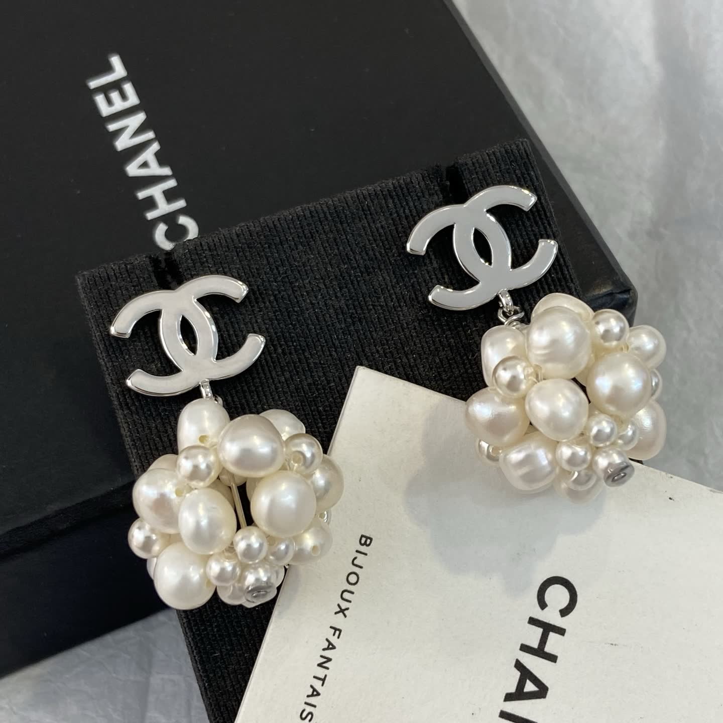Chanel CC Pearl Earrings