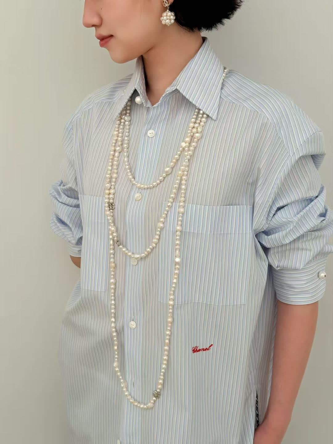 Chanel CC Pearl Earrings