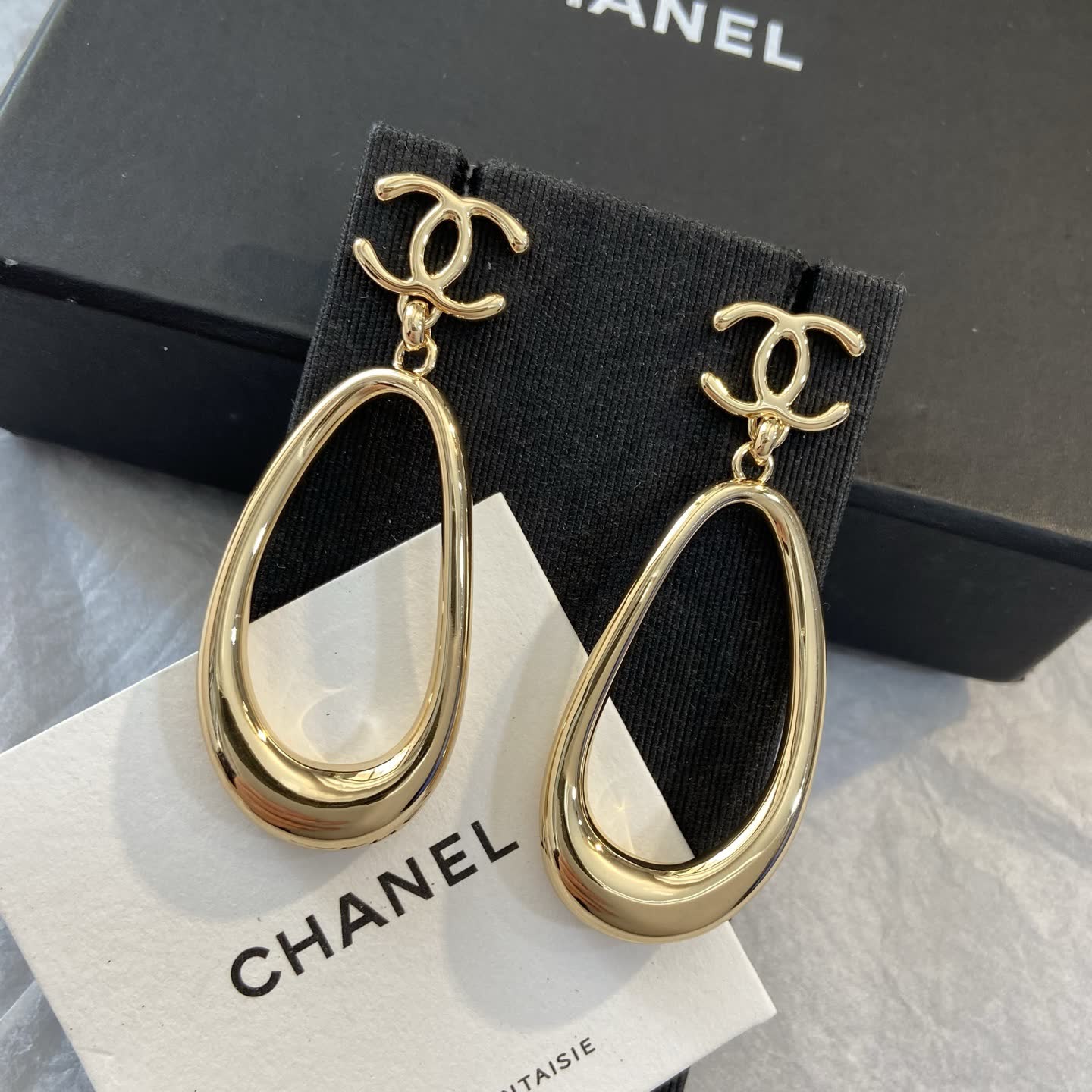 Chanel CC Logo Teardrop Earrings