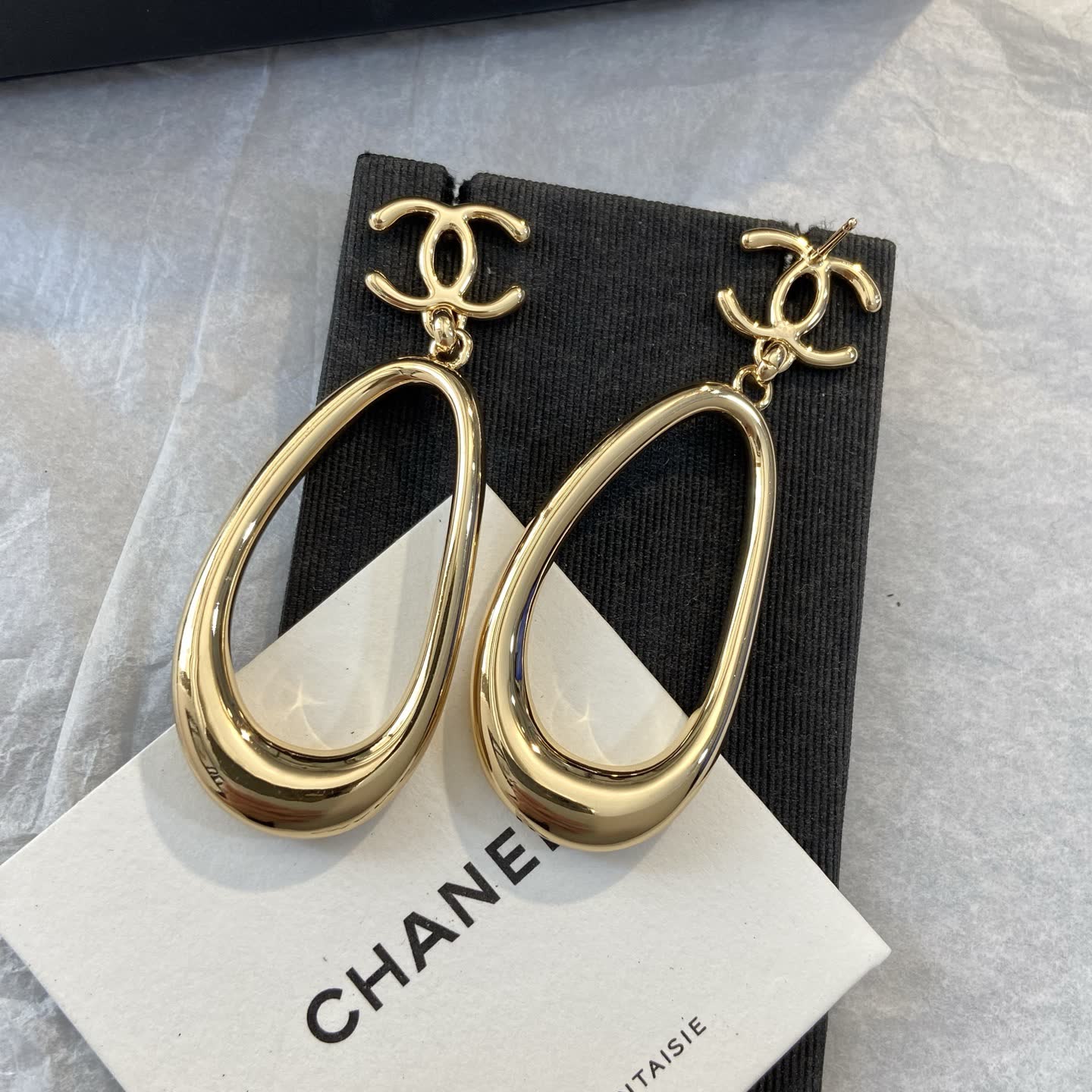 Chanel CC Logo Teardrop Earrings