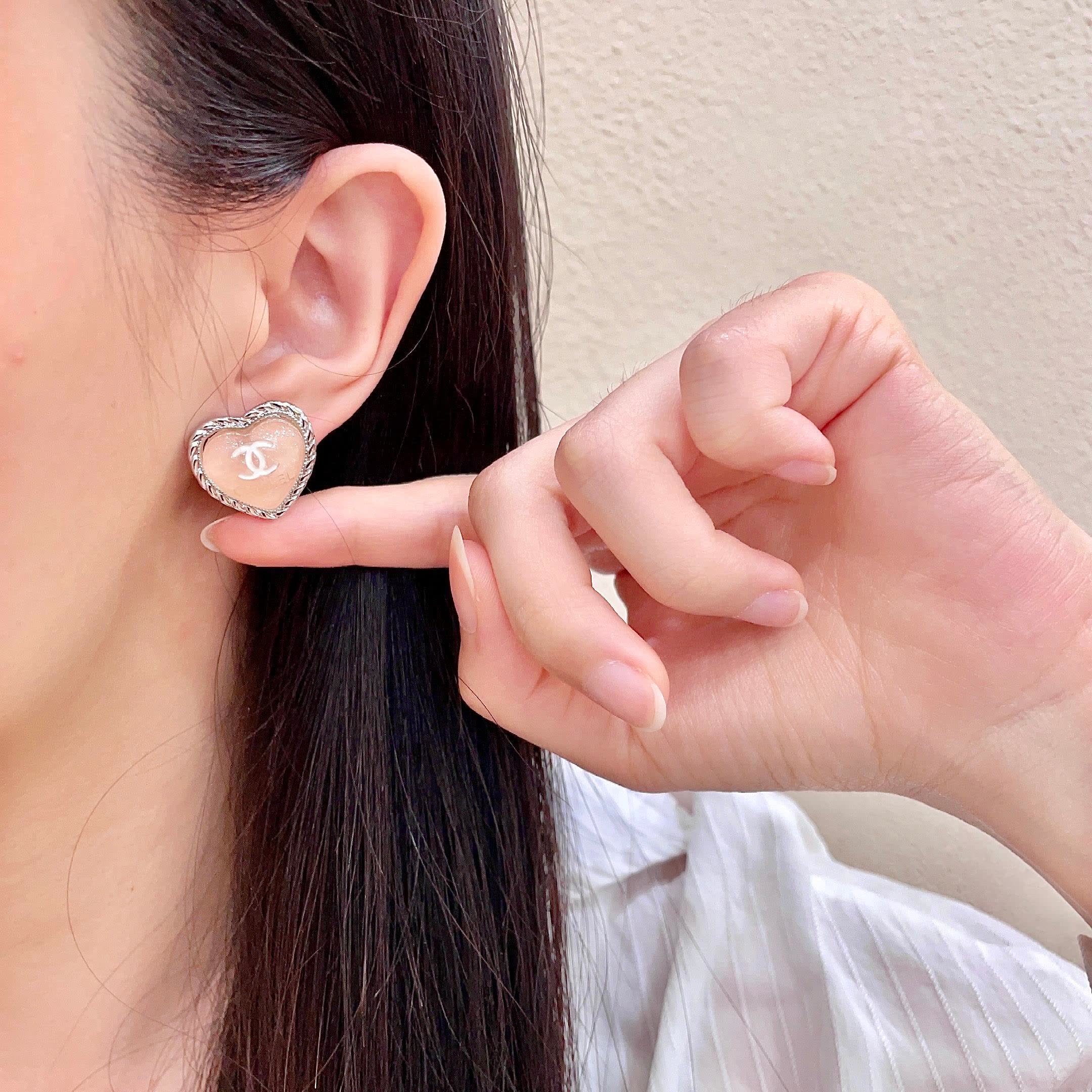 Chanel Heart Stud Earrings