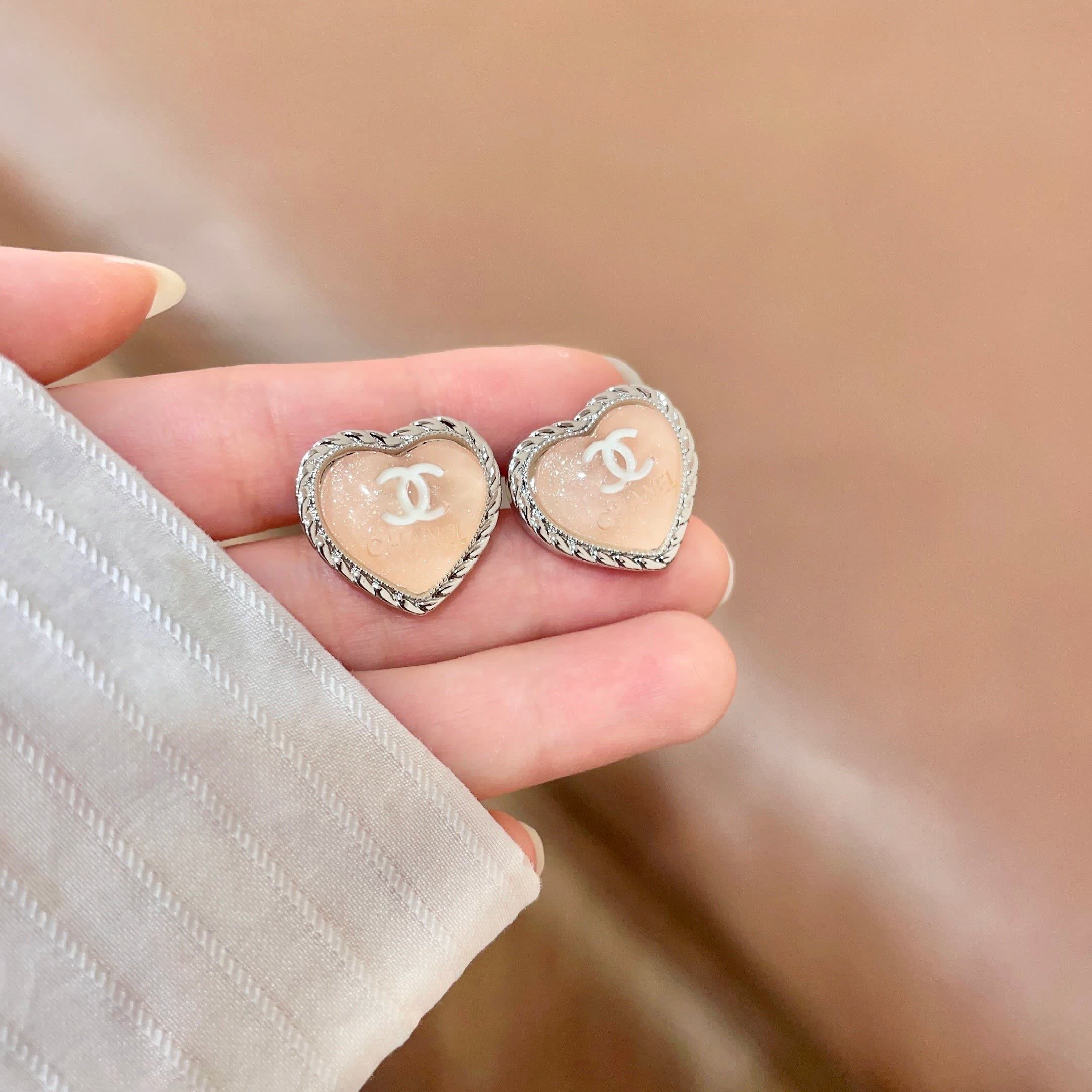 Chanel Heart Stud Earrings