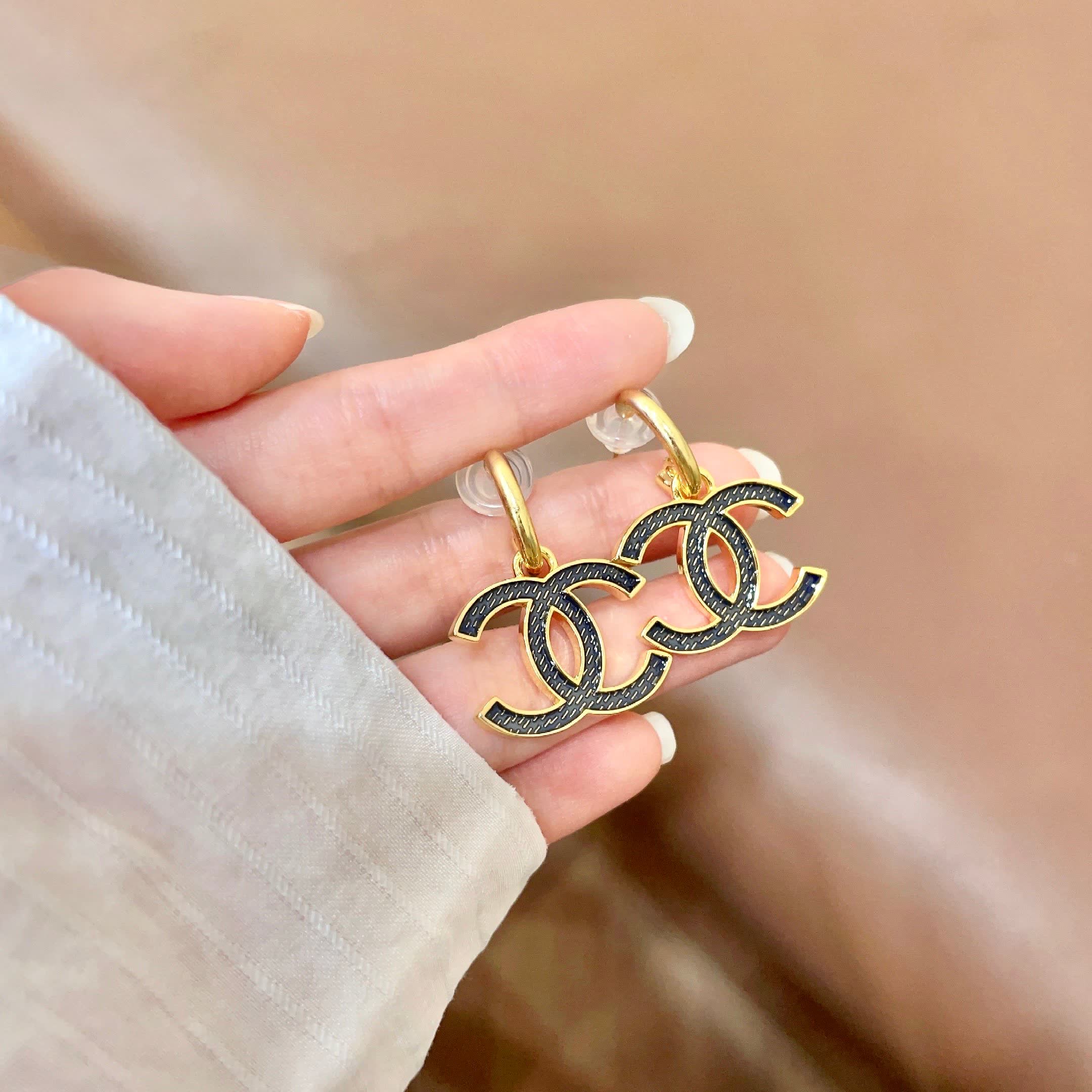 Chanel CC Logo Earrings