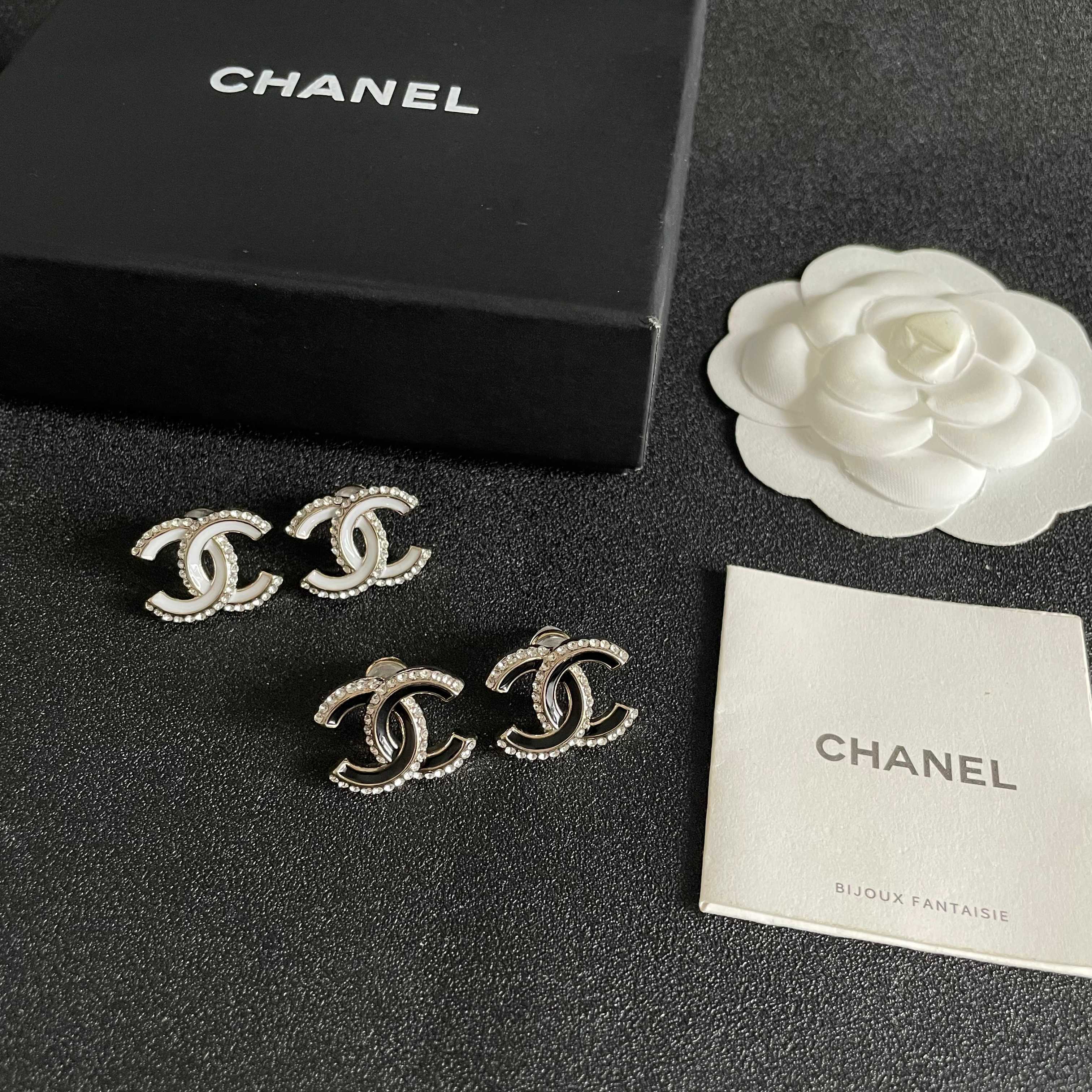 Chanel CC Logo Stud Earrings