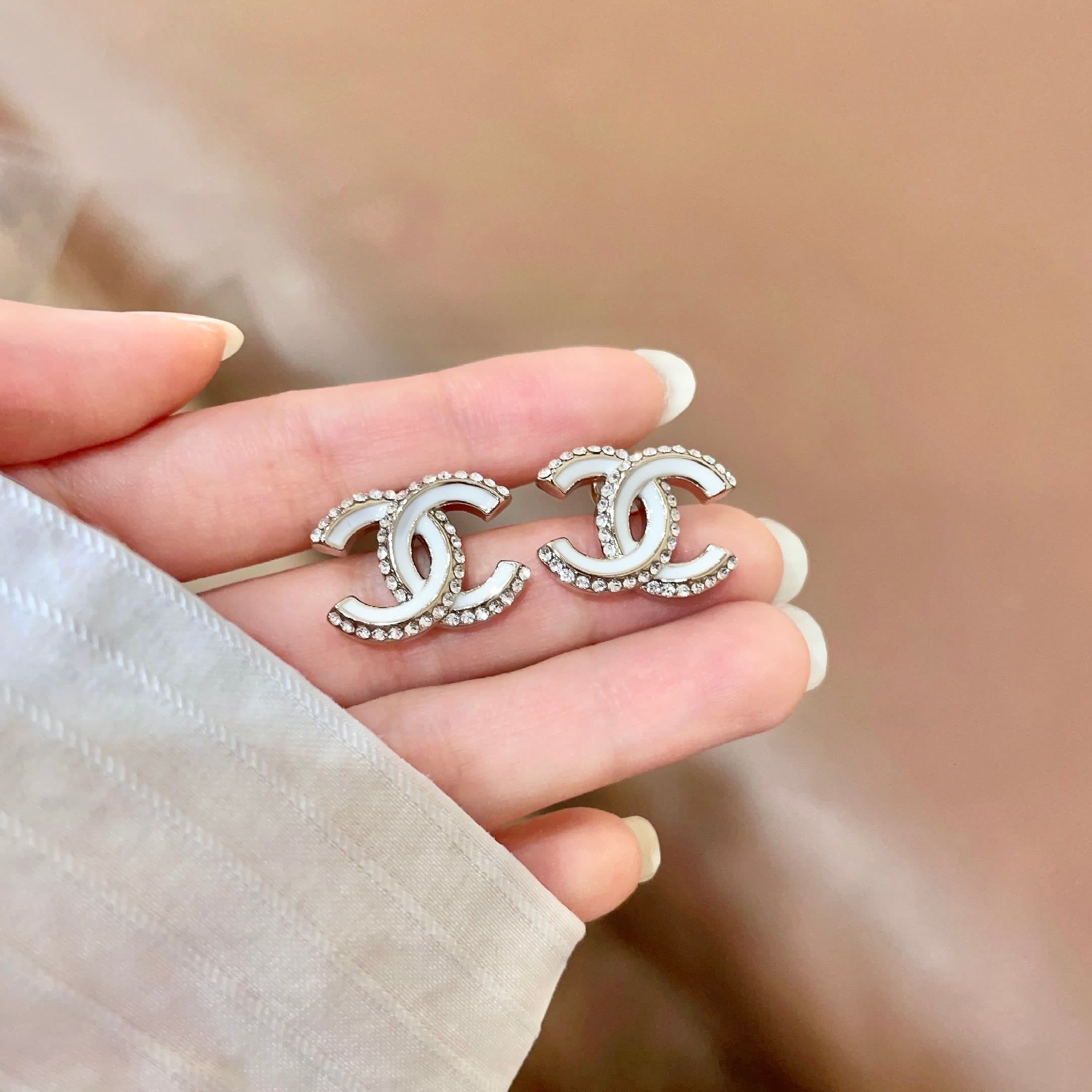 Chanel CC Logo Stud Earrings