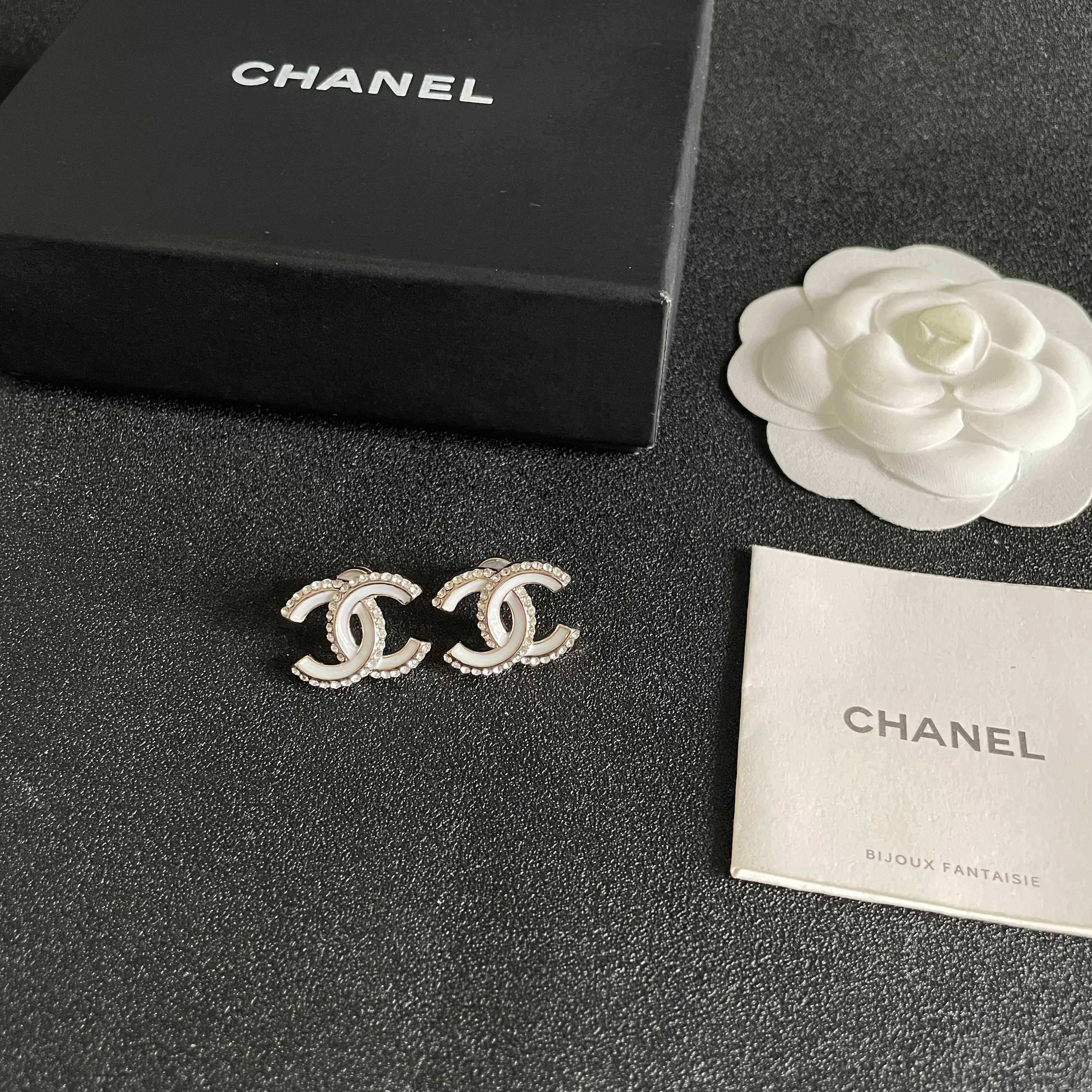 Chanel CC Logo Stud Earrings