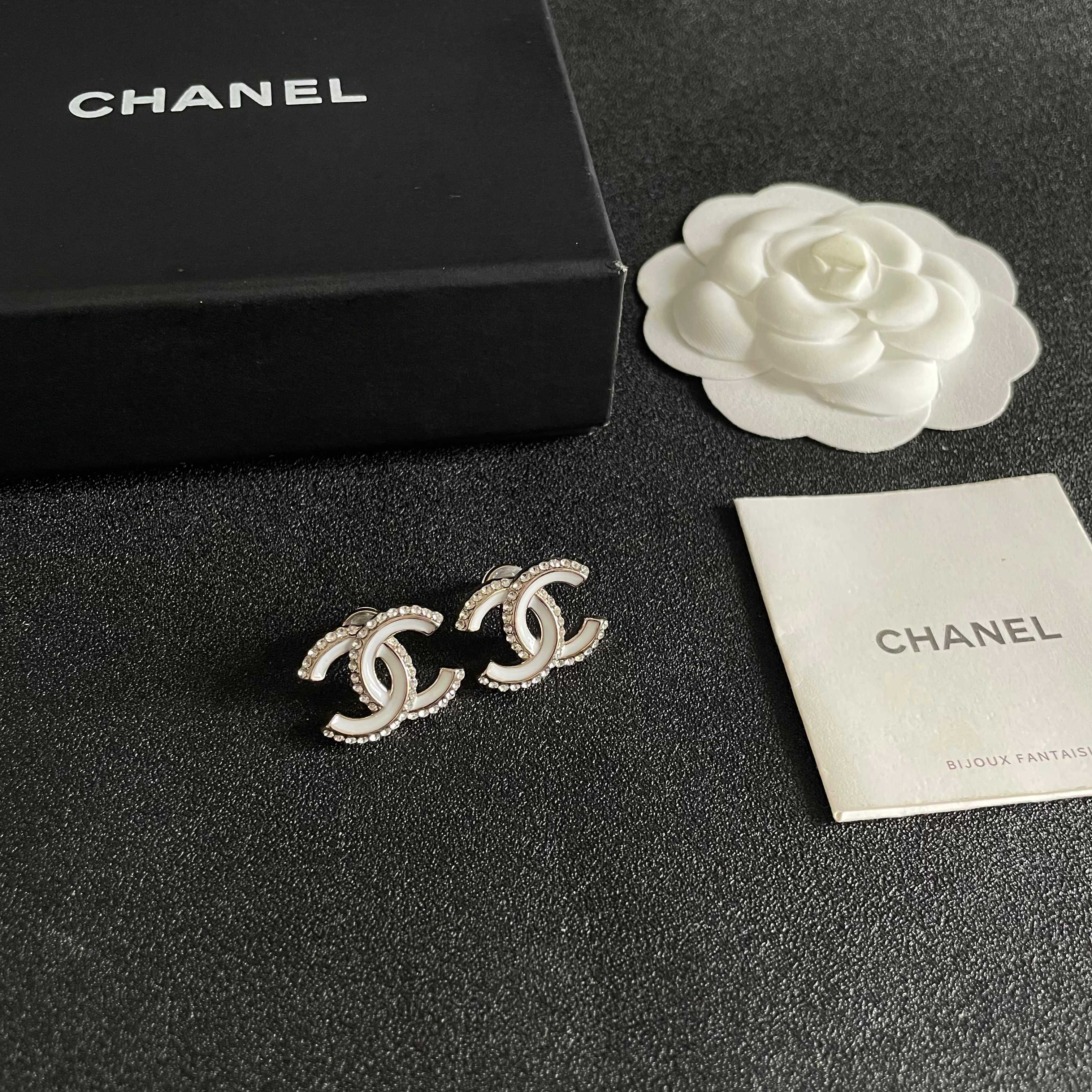 Chanel CC Logo Stud Earrings