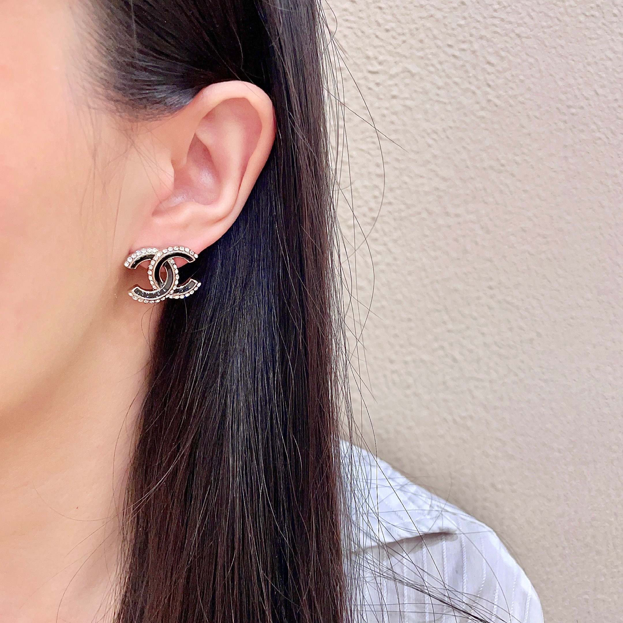 Chanel CC Logo Stud Earrings
