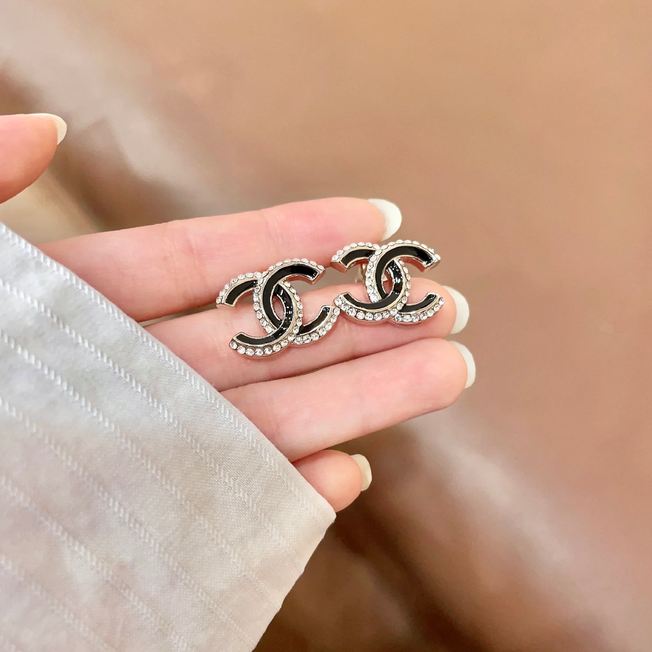 Chanel CC Logo Stud Earrings