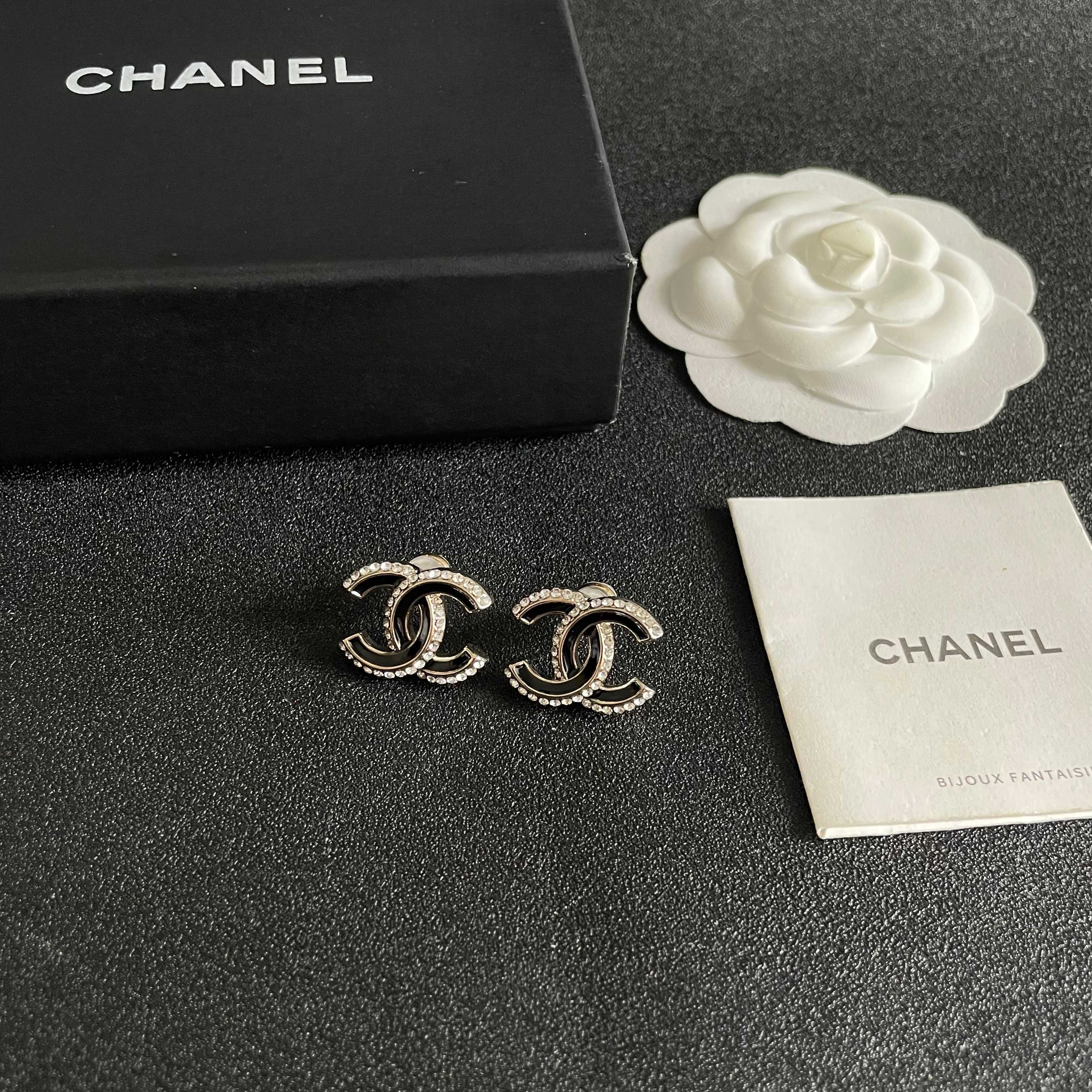 Chanel CC Logo Stud Earrings