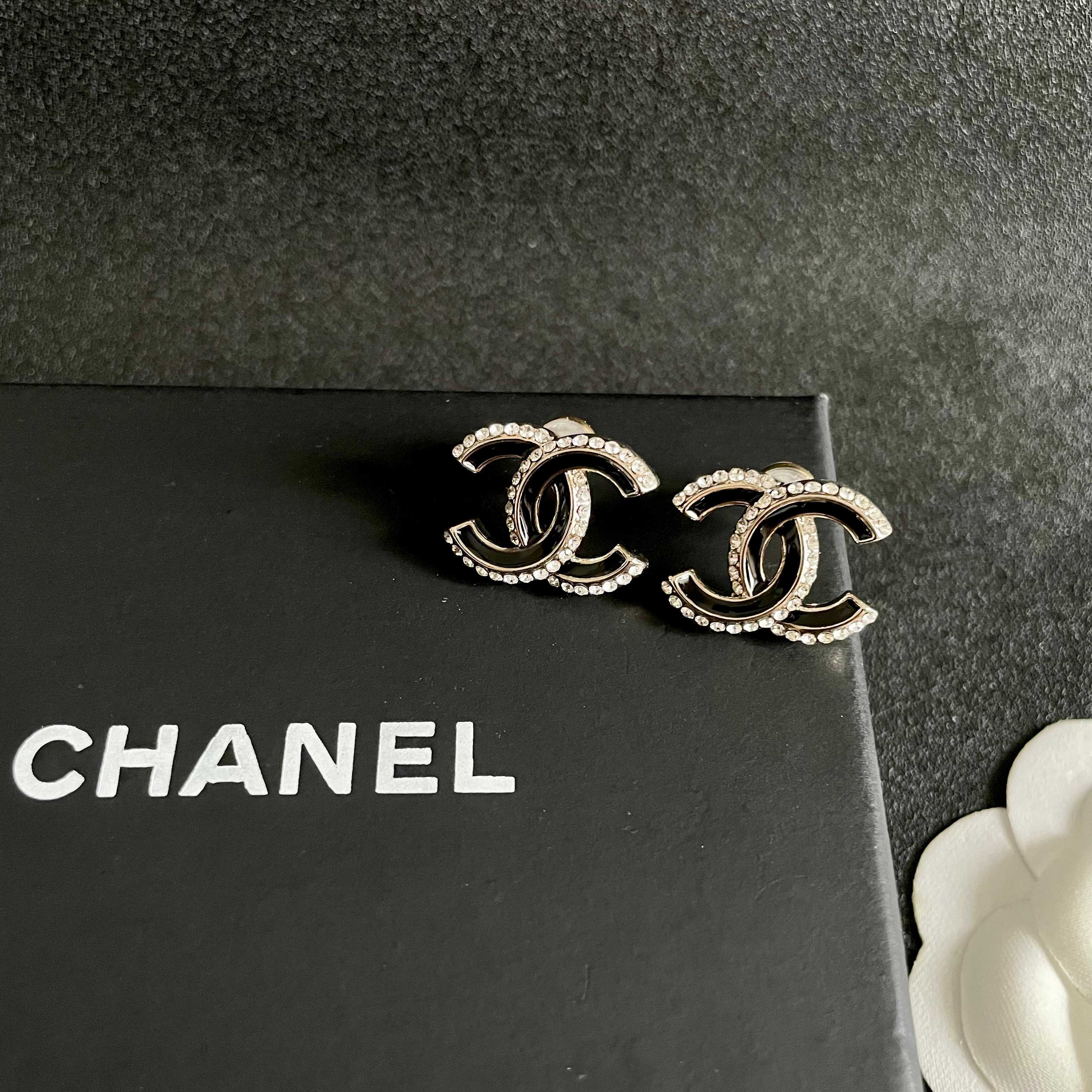 Chanel CC Logo Stud Earrings