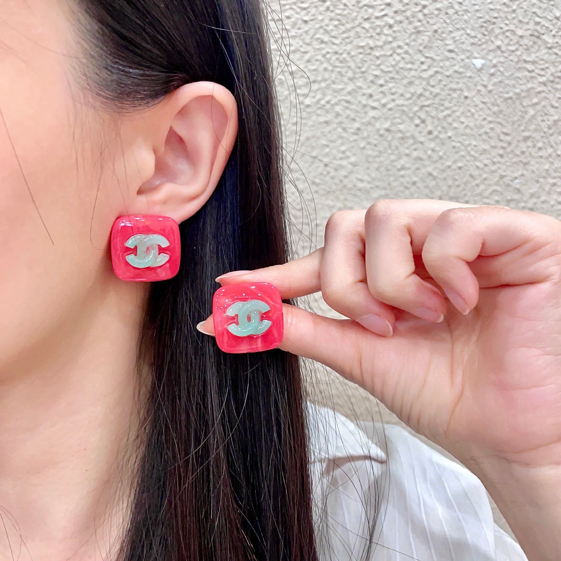 Chanel Pink Square Earrings Chanel Pink Square Earrings
