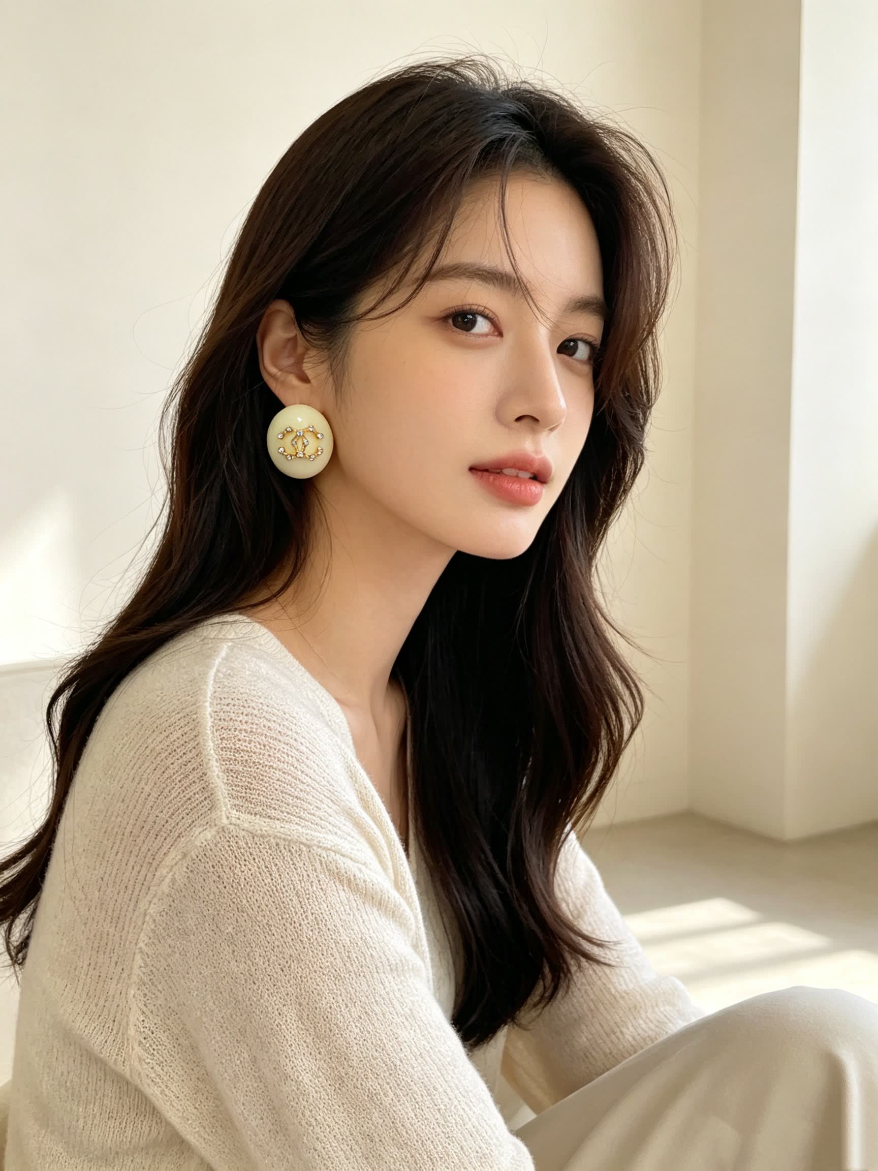 Chanel CC Logo Pearl Earrings Chanel CC Logo Pearl Earrings