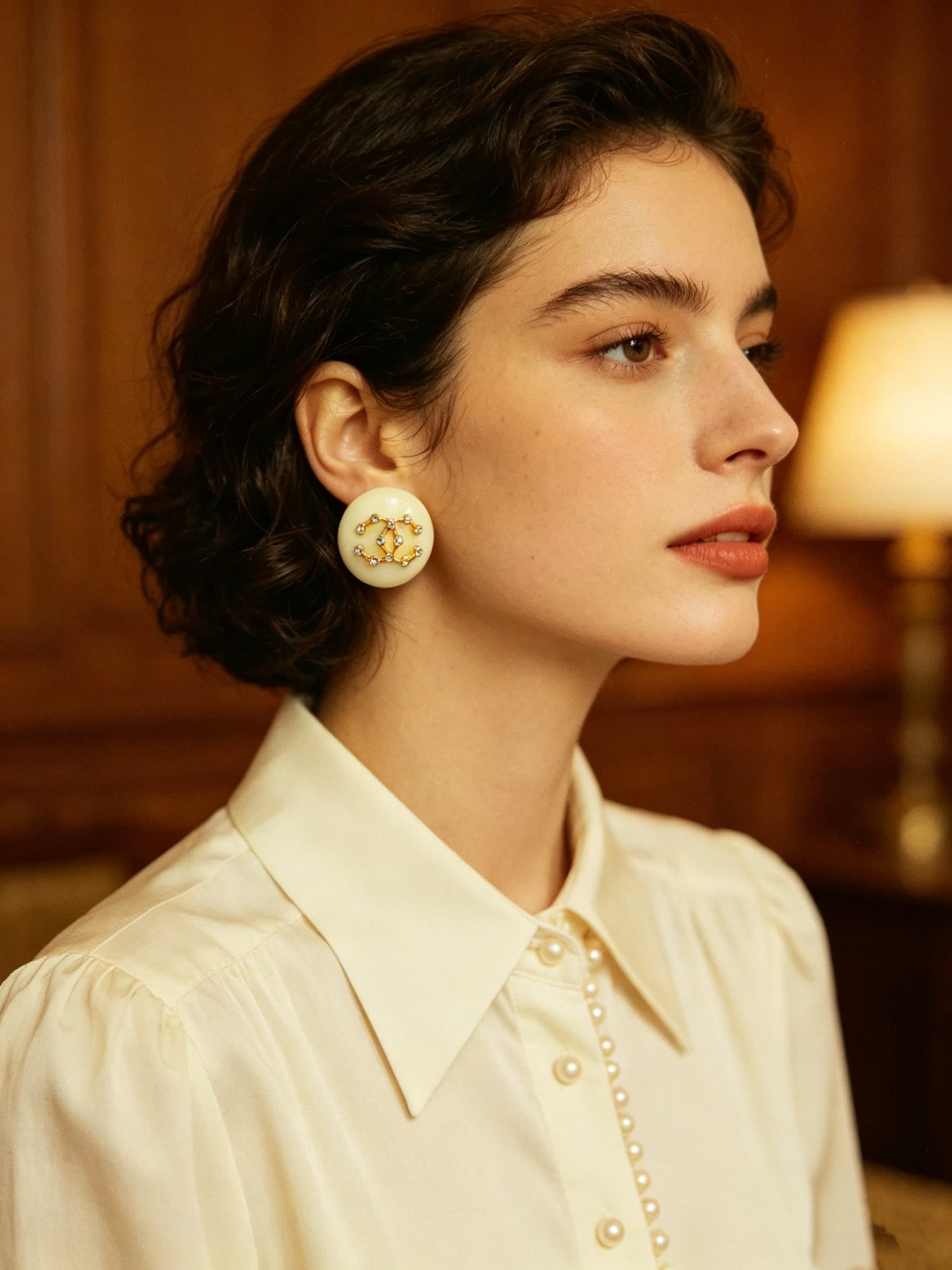 Chanel CC Logo Pearl Earrings