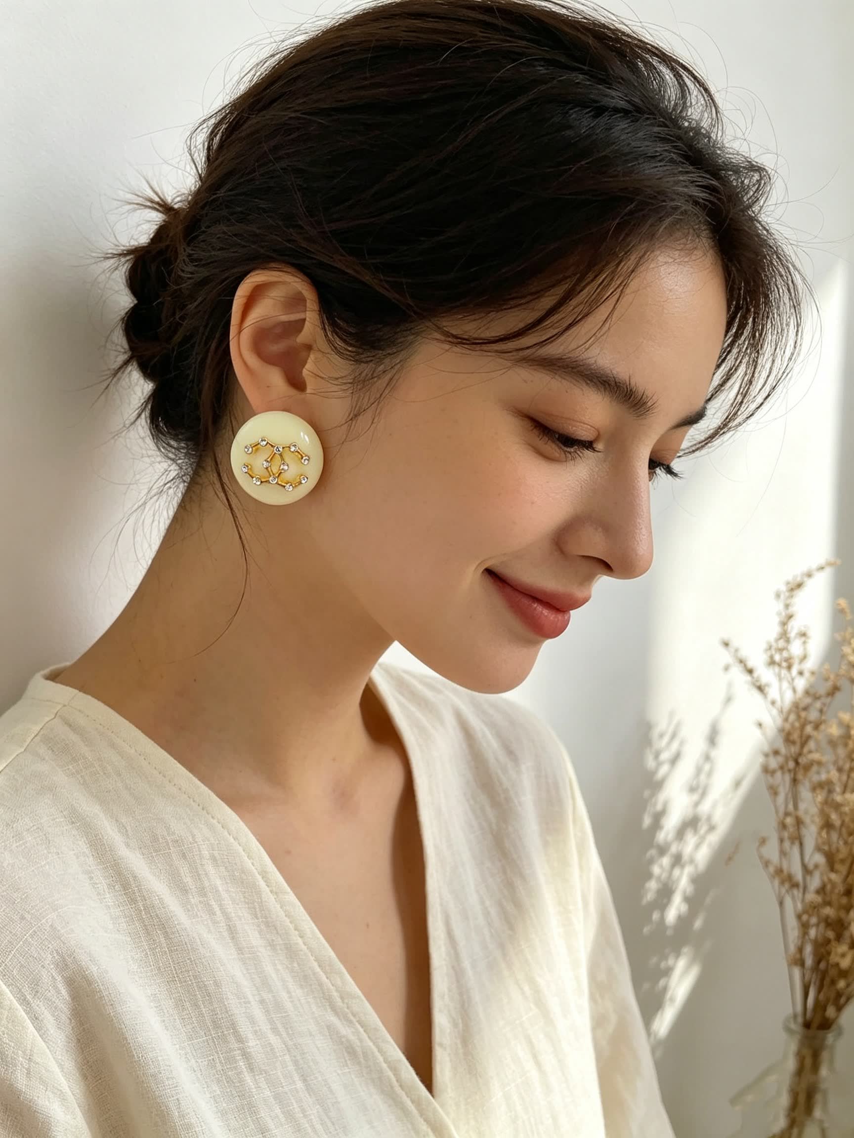 Chanel CC Logo Pearl Earrings