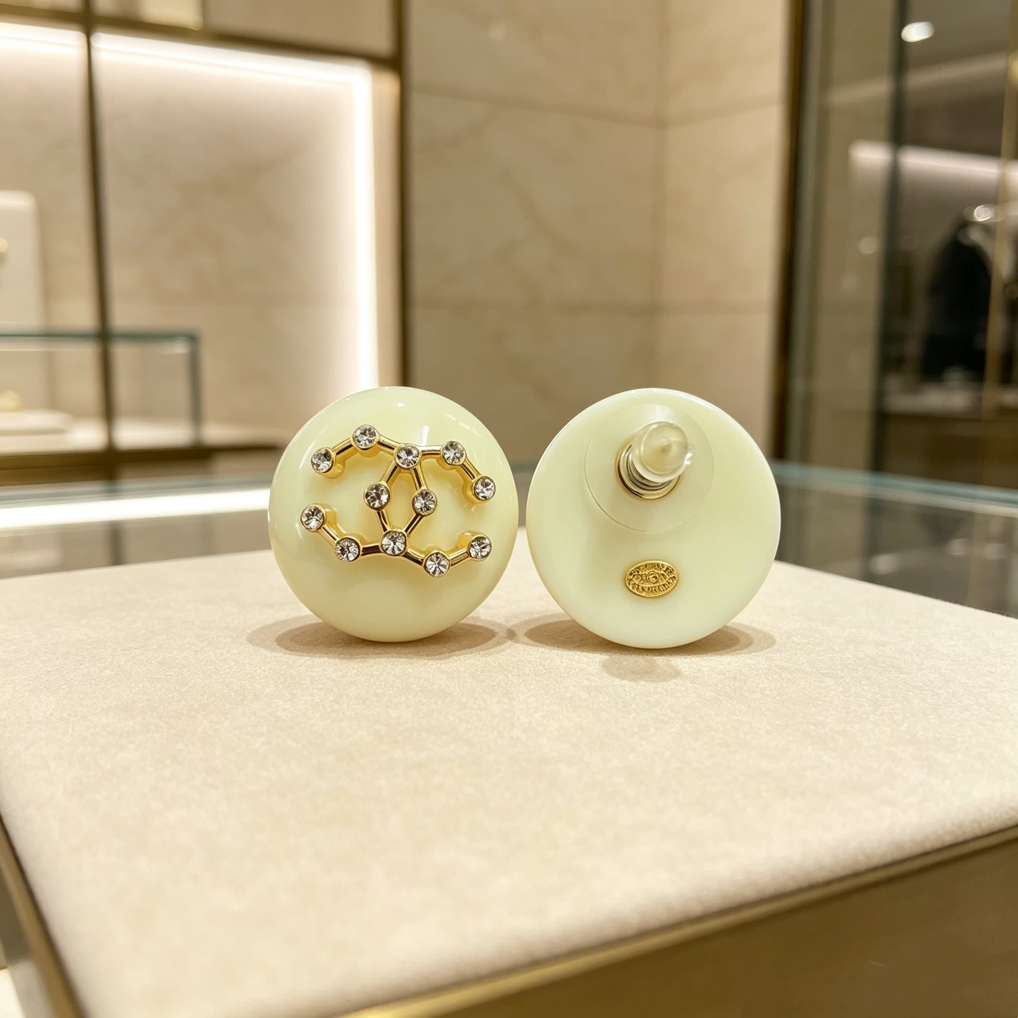Chanel CC Logo Pearl Earrings