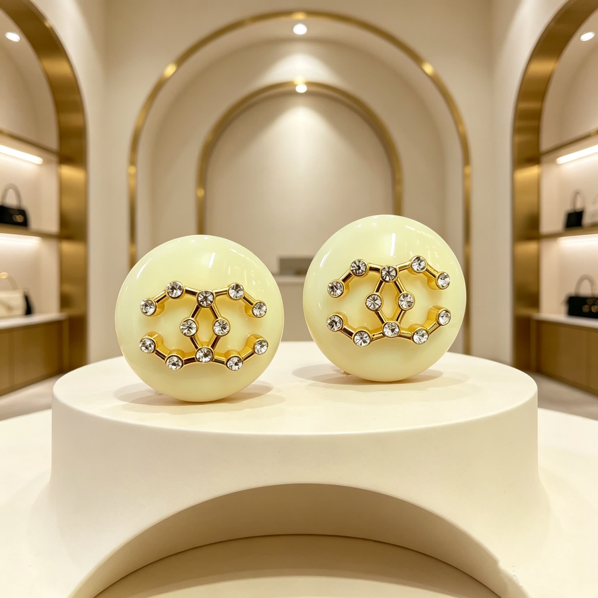 Chanel CC Logo Pearl Earrings