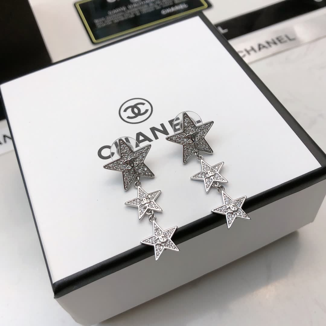 Chanel Silver Star Earrings