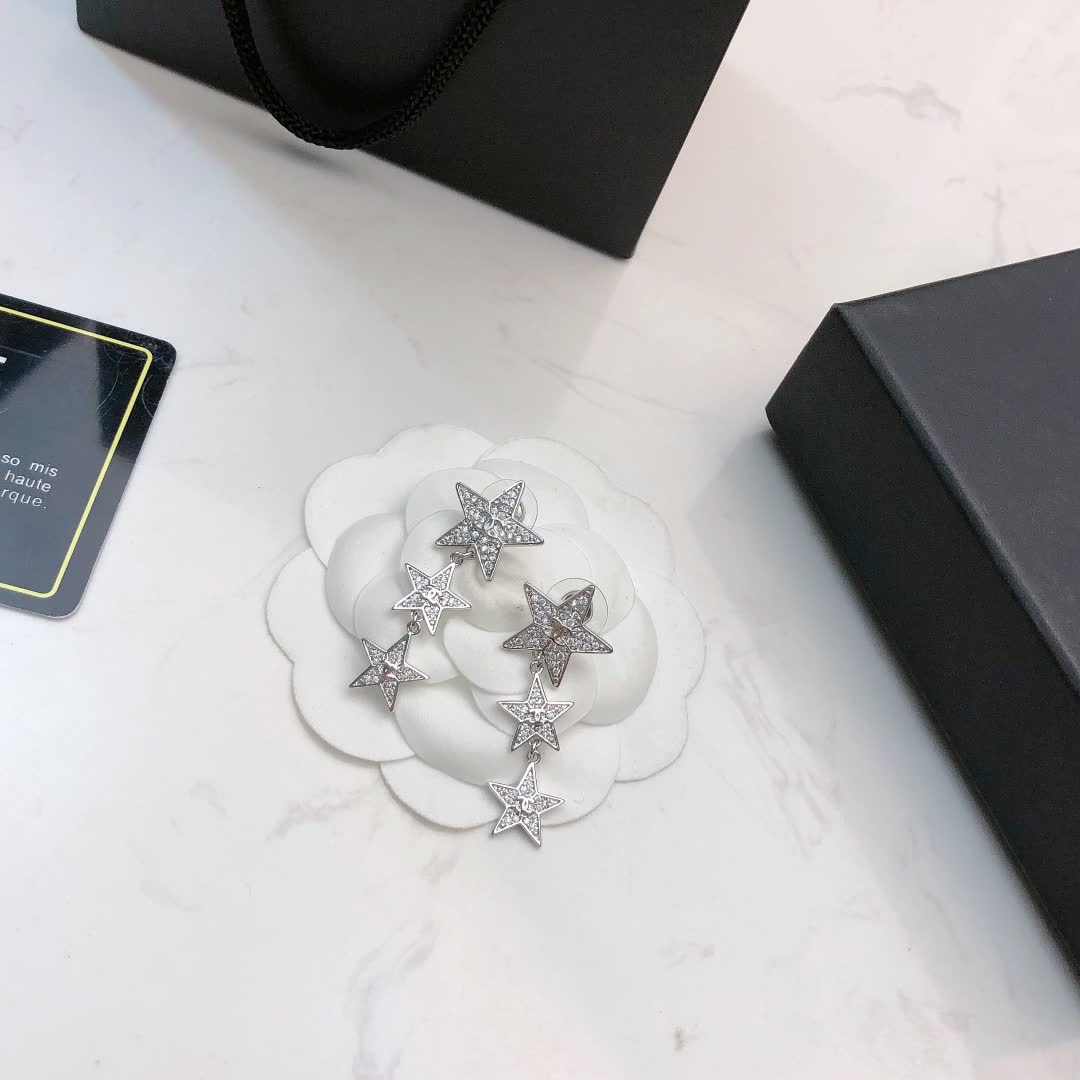 Chanel Silver Star Earrings