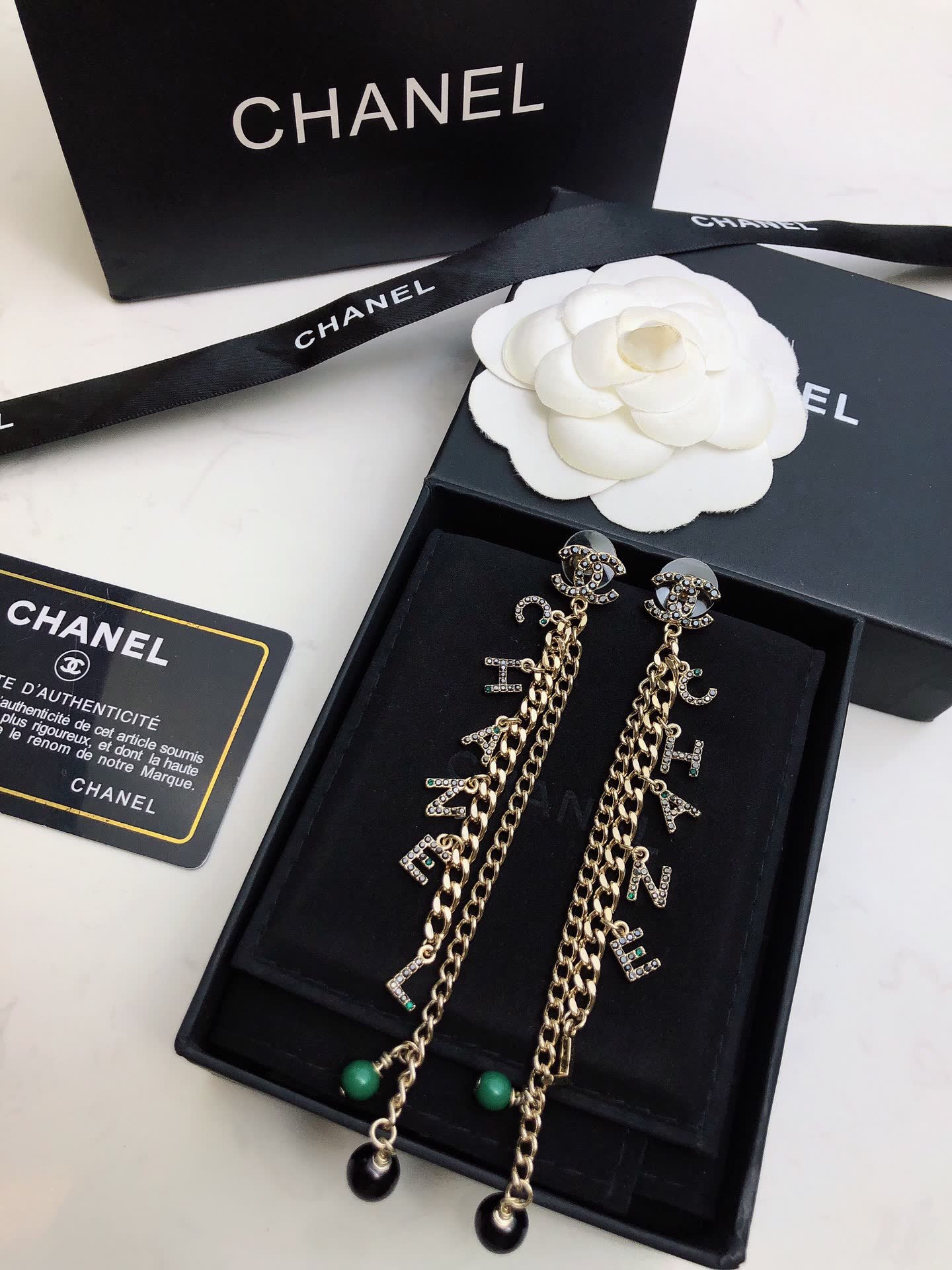 Chanel CC Logo Chain Earrings Chanel CC Logo Chain Earrings